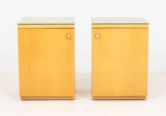 Art Deco Style Blonde Wood Cabinets, Pair