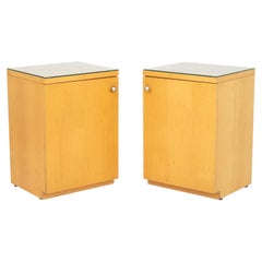 Art Deco Style Blonde Wood Cabinets, Pair