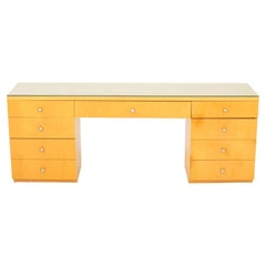 Art Deco Style Blonde Wood Writing Desk
