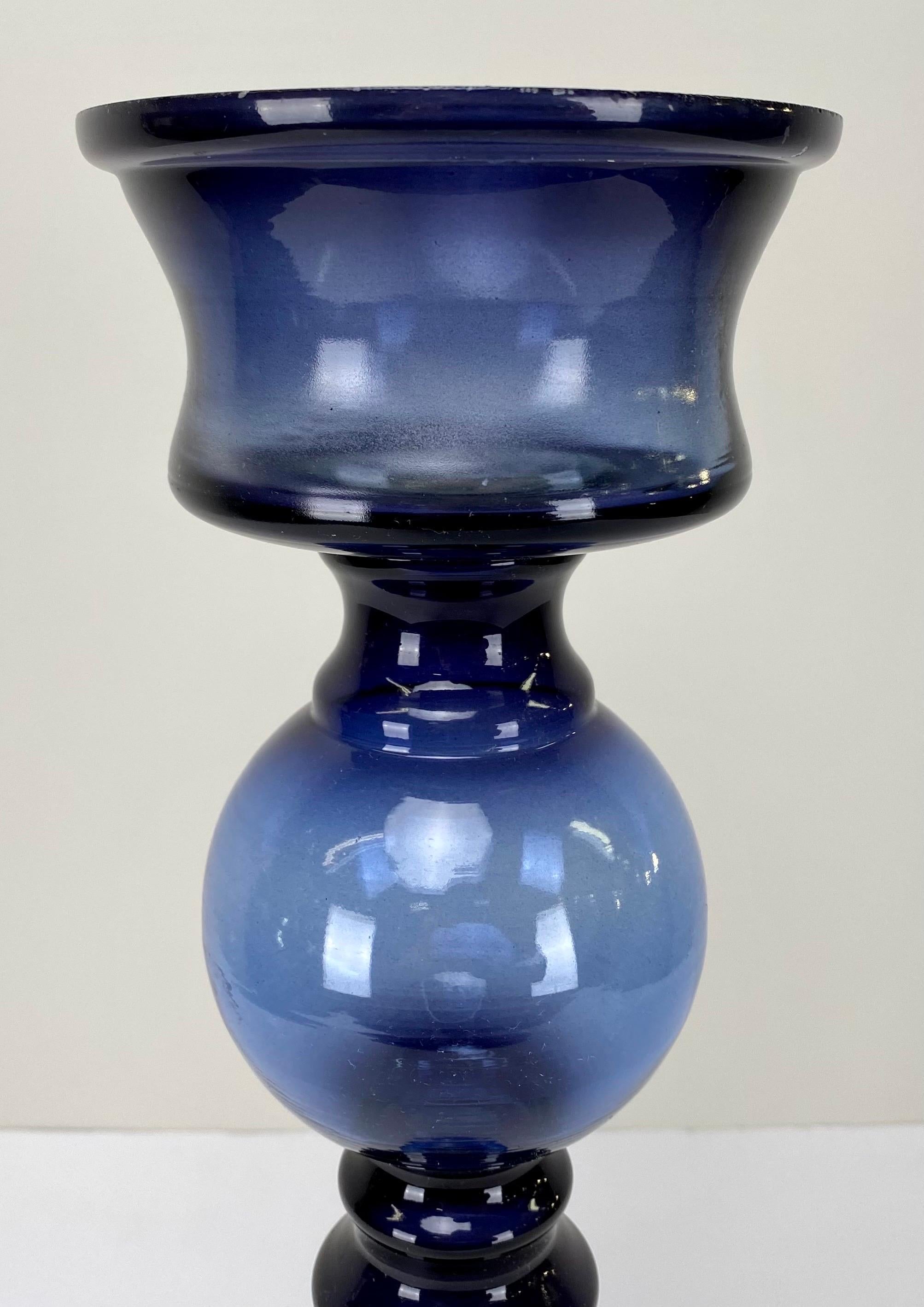 Art Deco Style Blue Bubble Design Candle Holder, A set of 4 For Sale 5