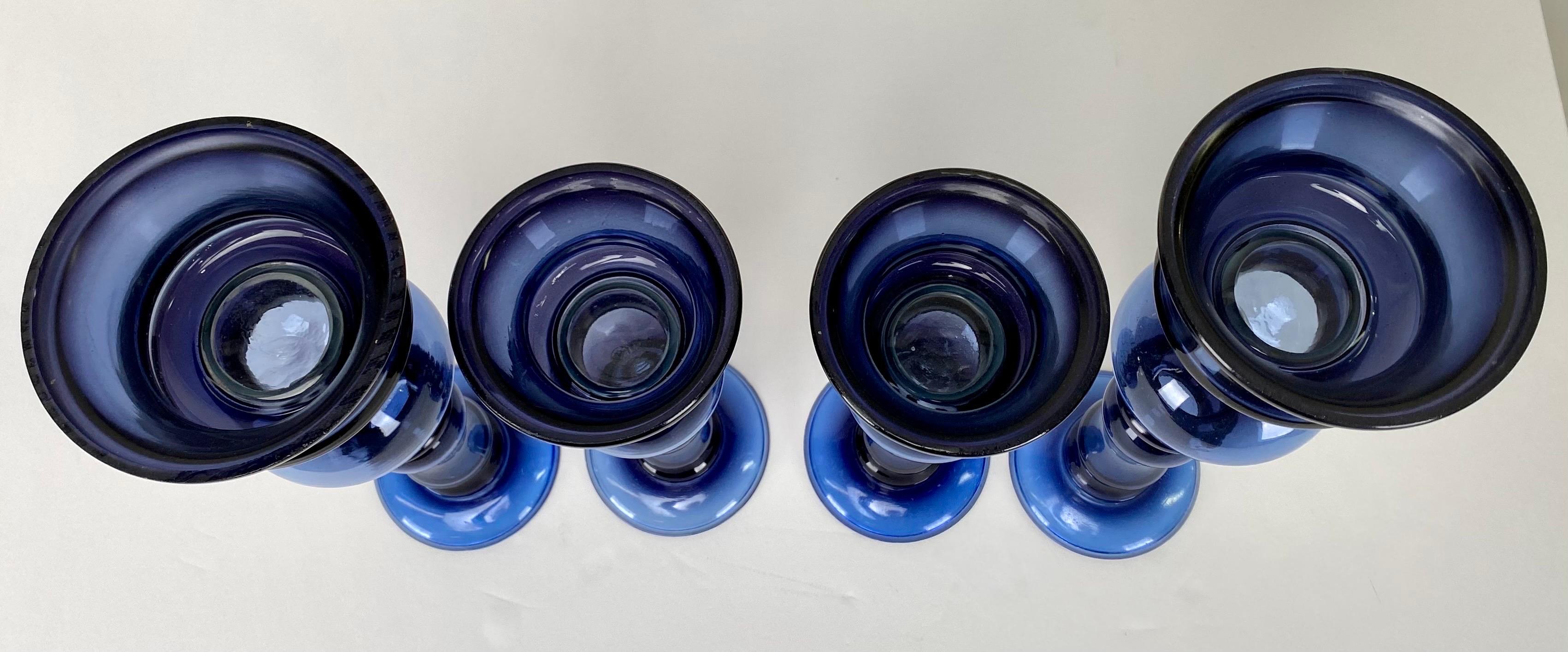 Art Deco Style Blue Bubble Design Candle Holder, A set of 4 For Sale 1