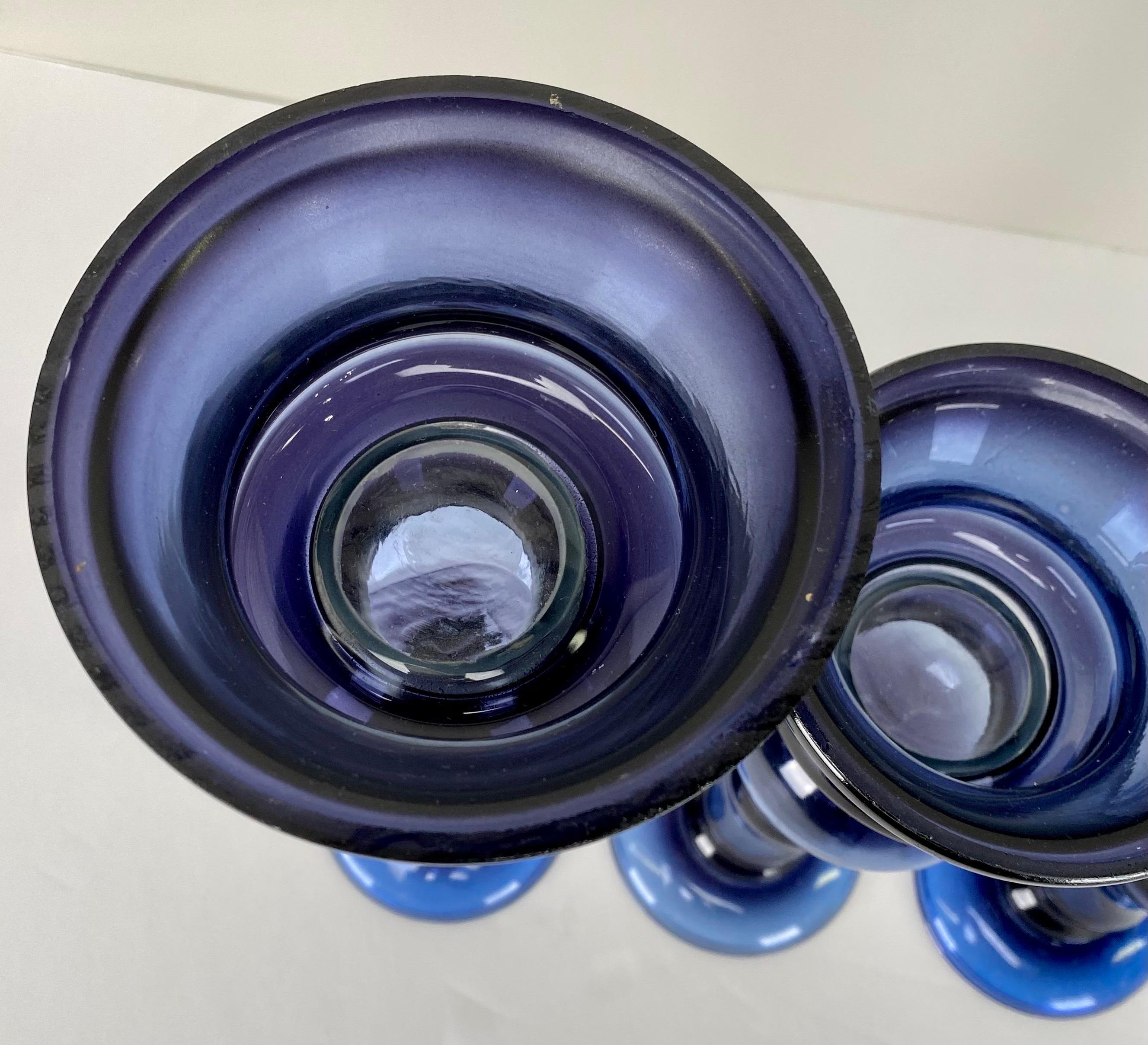Art Deco Style Blue Bubble Design Candle Holder, A set of 4 For Sale 2