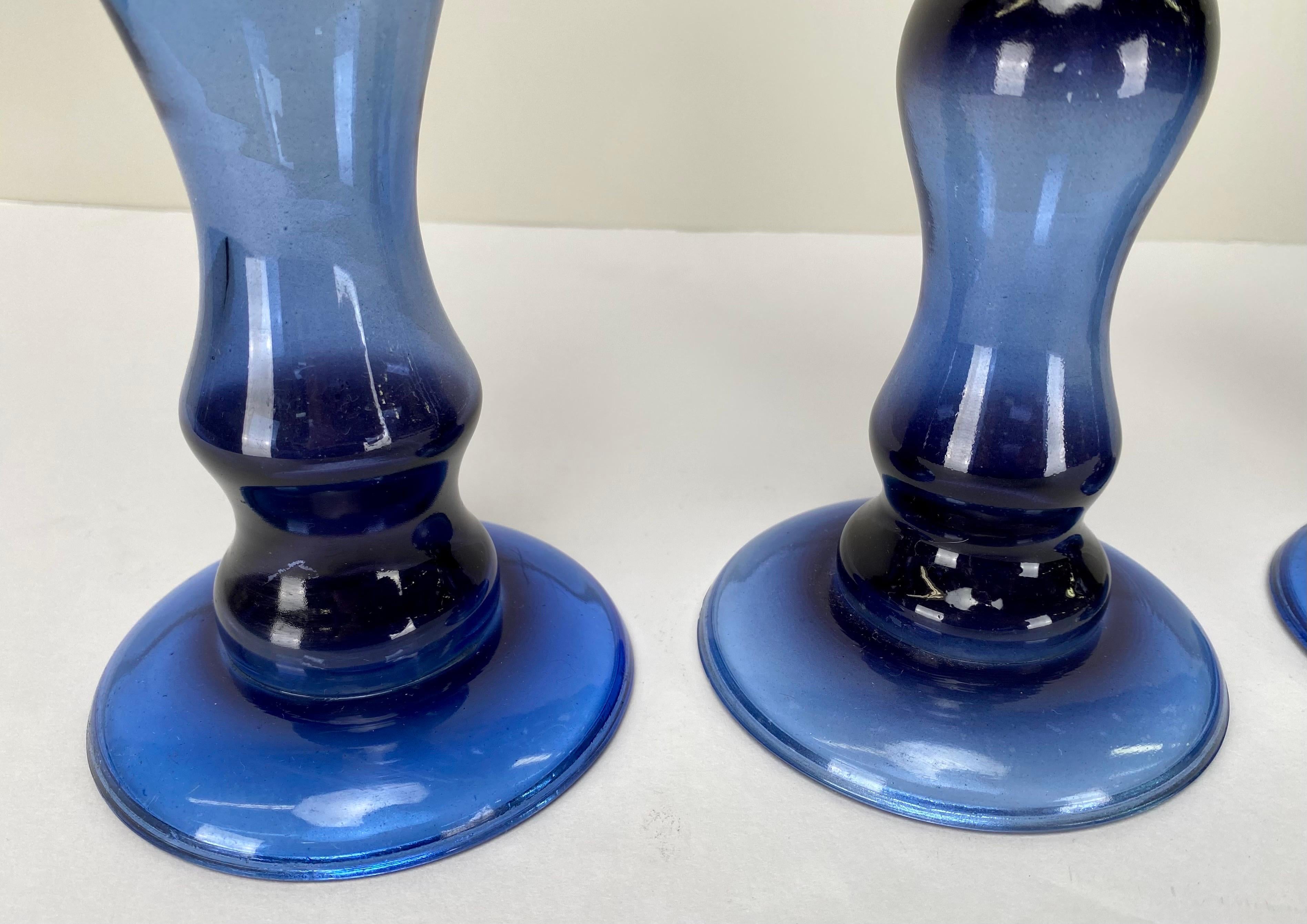 Art Deco Style Blue Bubble Design Candle Holder, A set of 4 For Sale 3