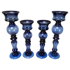 Porte-bougies de style Art déco en forme de bulles bleues, lot de 4