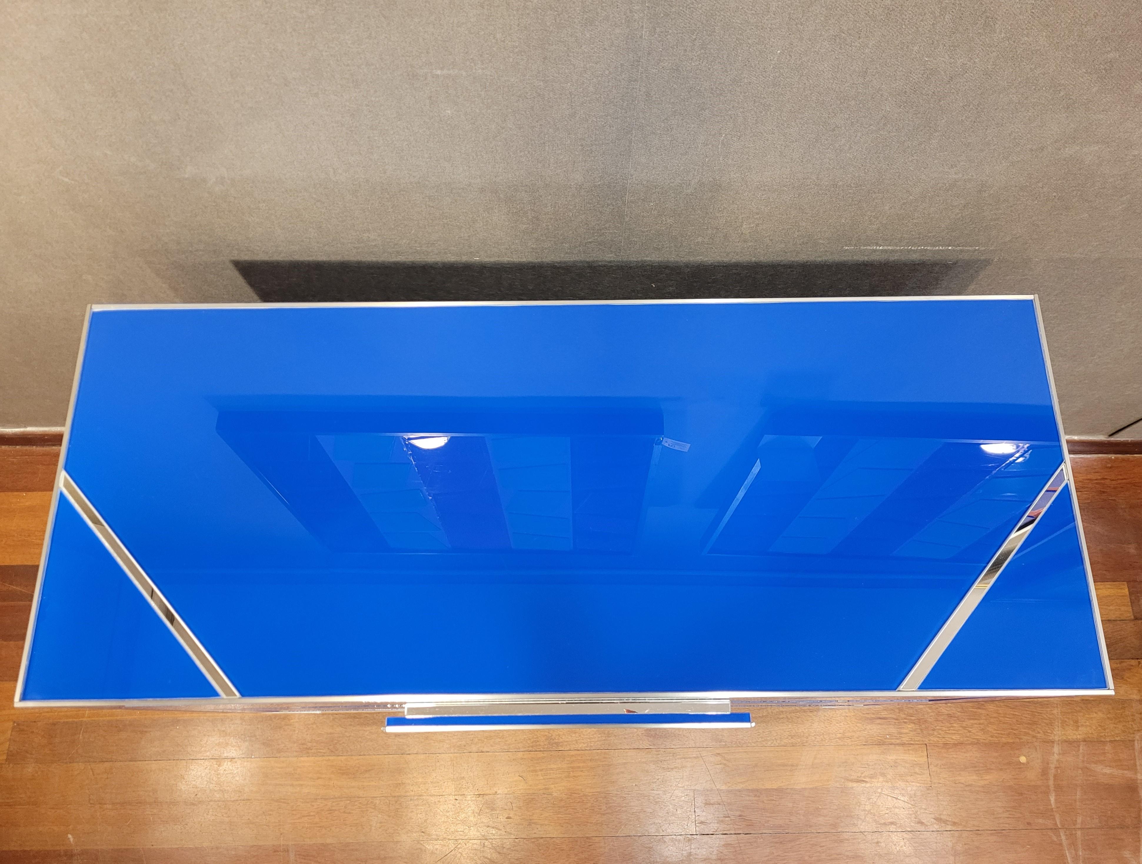 Commode italienne de style Art Déco en cristal bleu, coffre à tiroirs en vente 4
