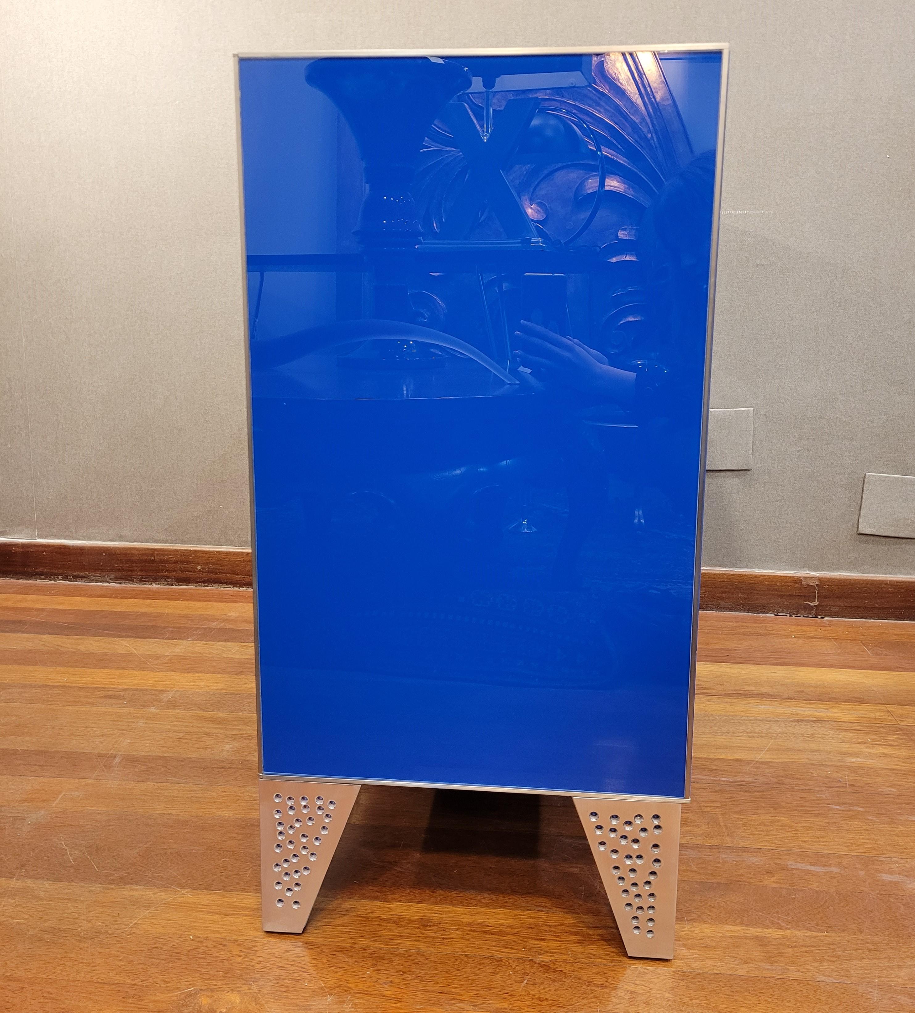 Commode italienne de style Art Déco en cristal bleu, coffre à tiroirs en vente 5