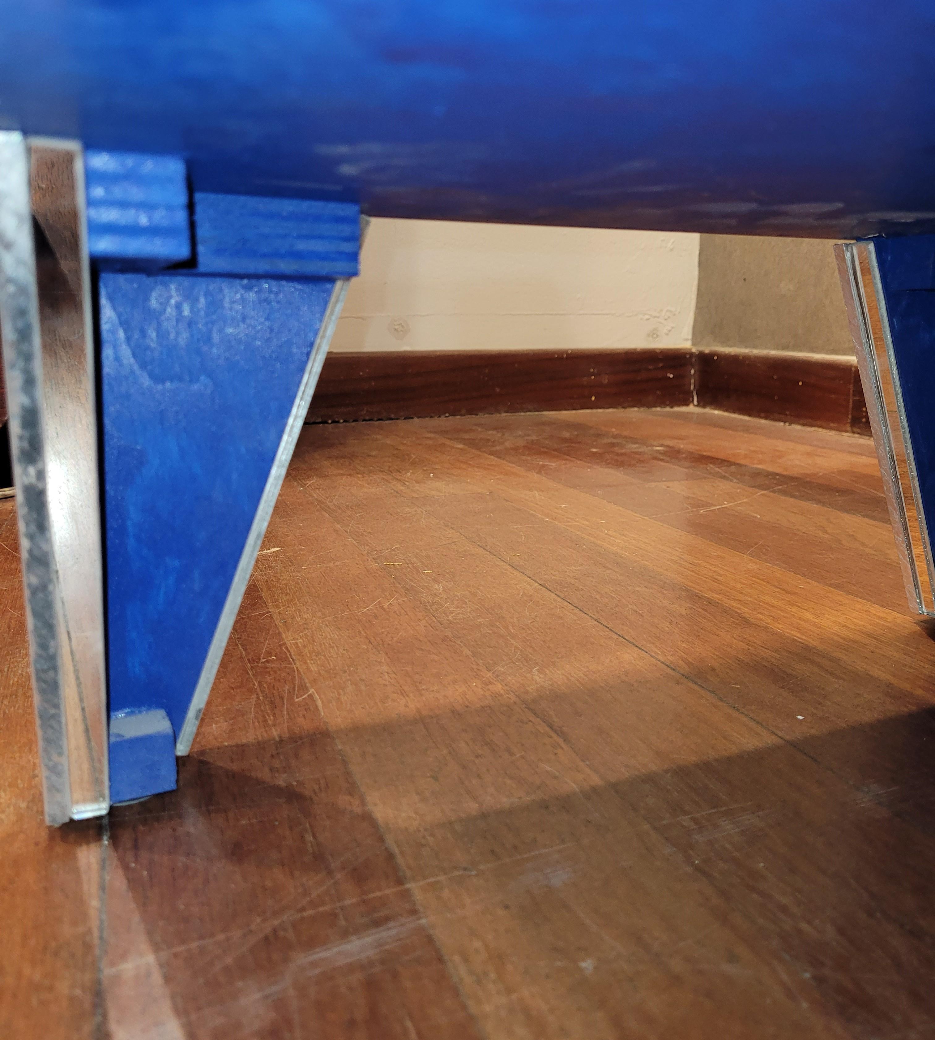 Commode italienne de style Art Déco en cristal bleu, coffre à tiroirs en vente 7