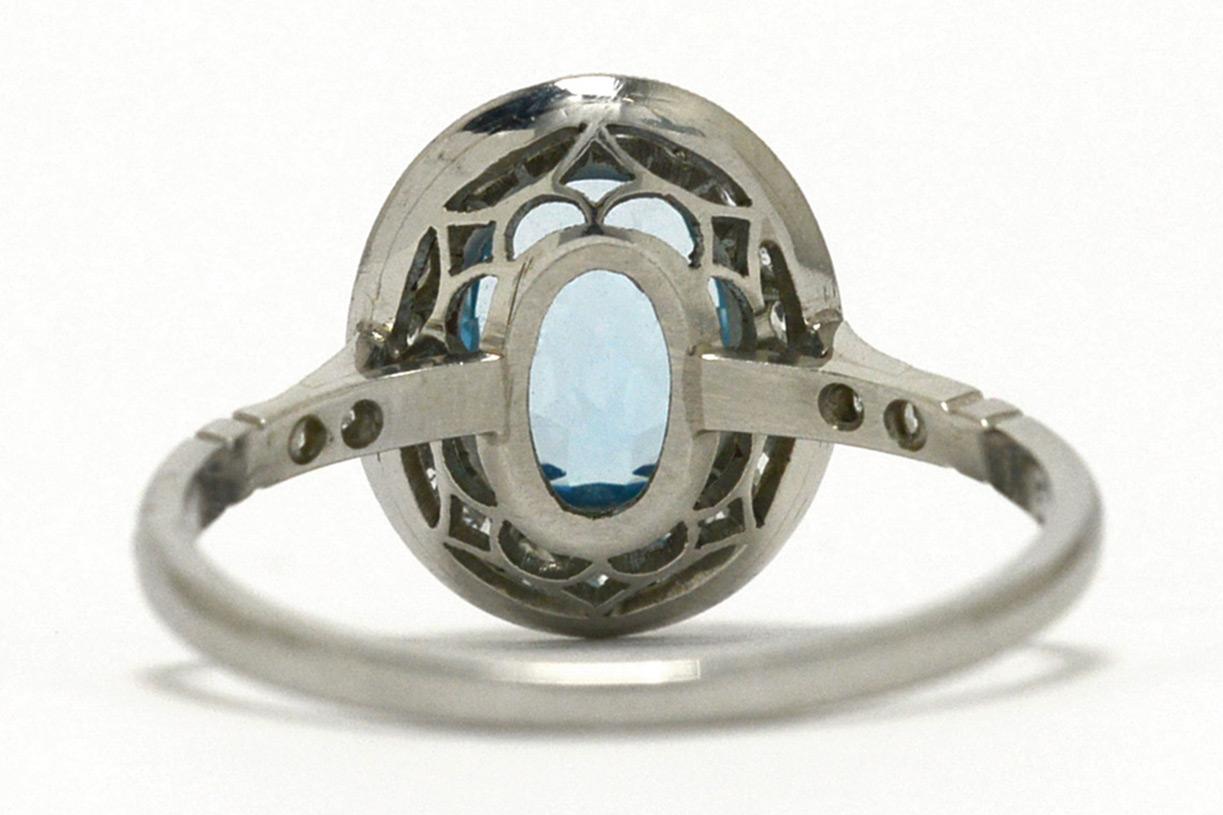 Art Deco 1.75 Carat Blue Topaz Engagement Ring In Good Condition For Sale In Santa Barbara, CA