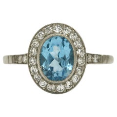 Art Deco 1.75 Carat Blue Topaz Engagement Ring
