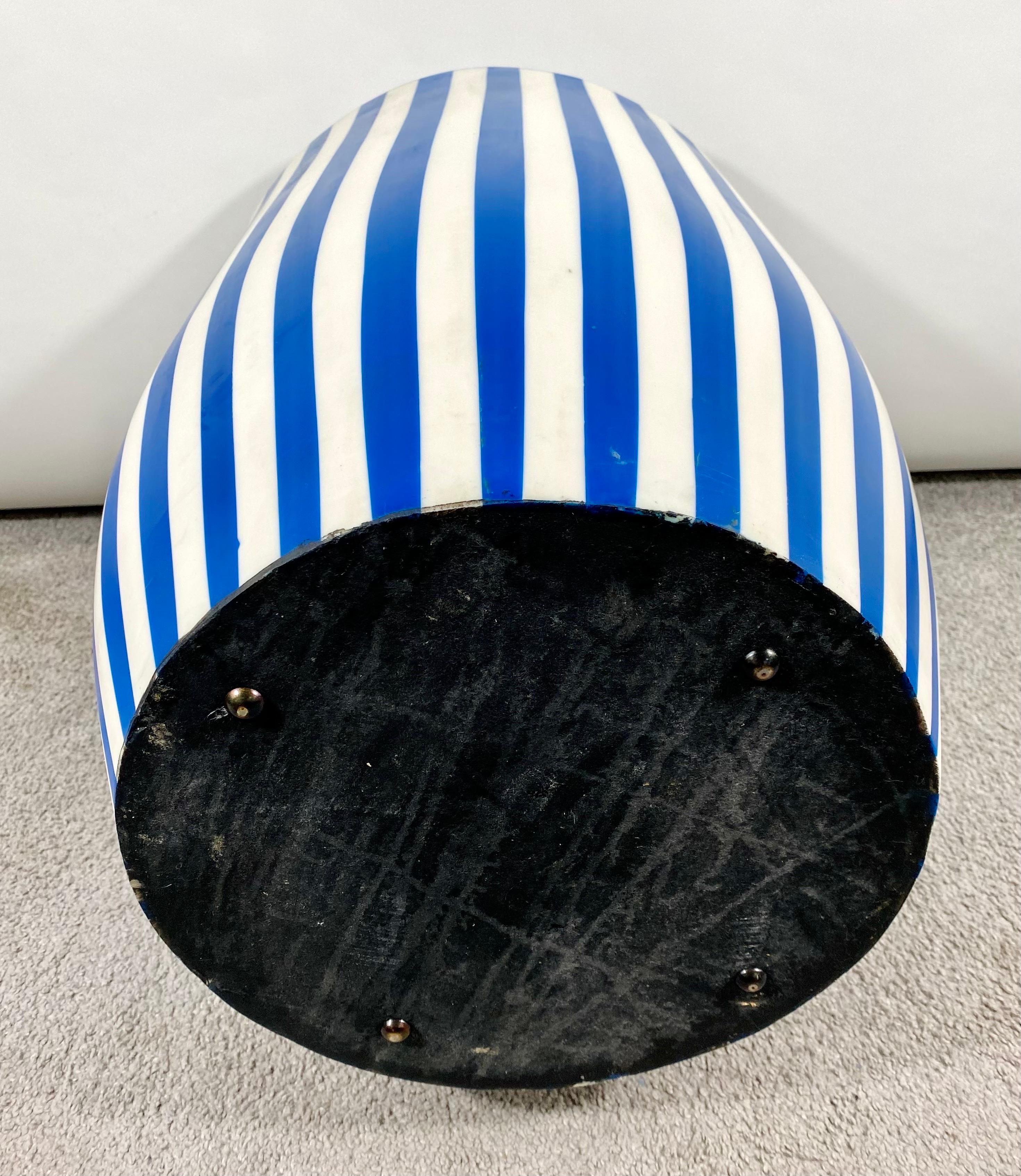 Art Deco Style Blue & White Resin Cylindrical Side / End Table or Stool, a Pair For Sale 11