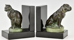 Art Deco style bookends cat and dog signed by Max Le Verrier.