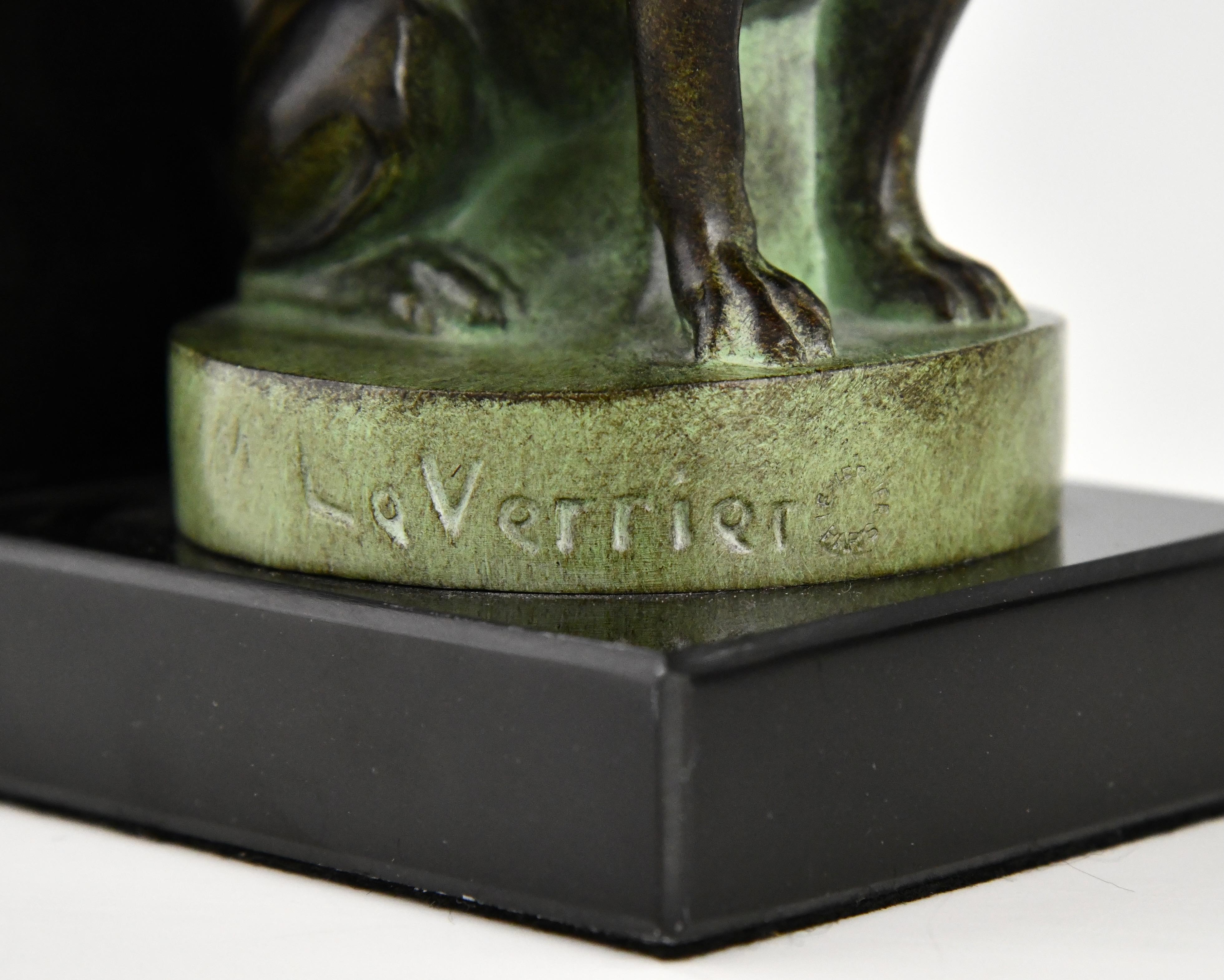 Fermalibri in stile Art Deco con cane e gatto firmati da Max Le Verrier. in vendita 1