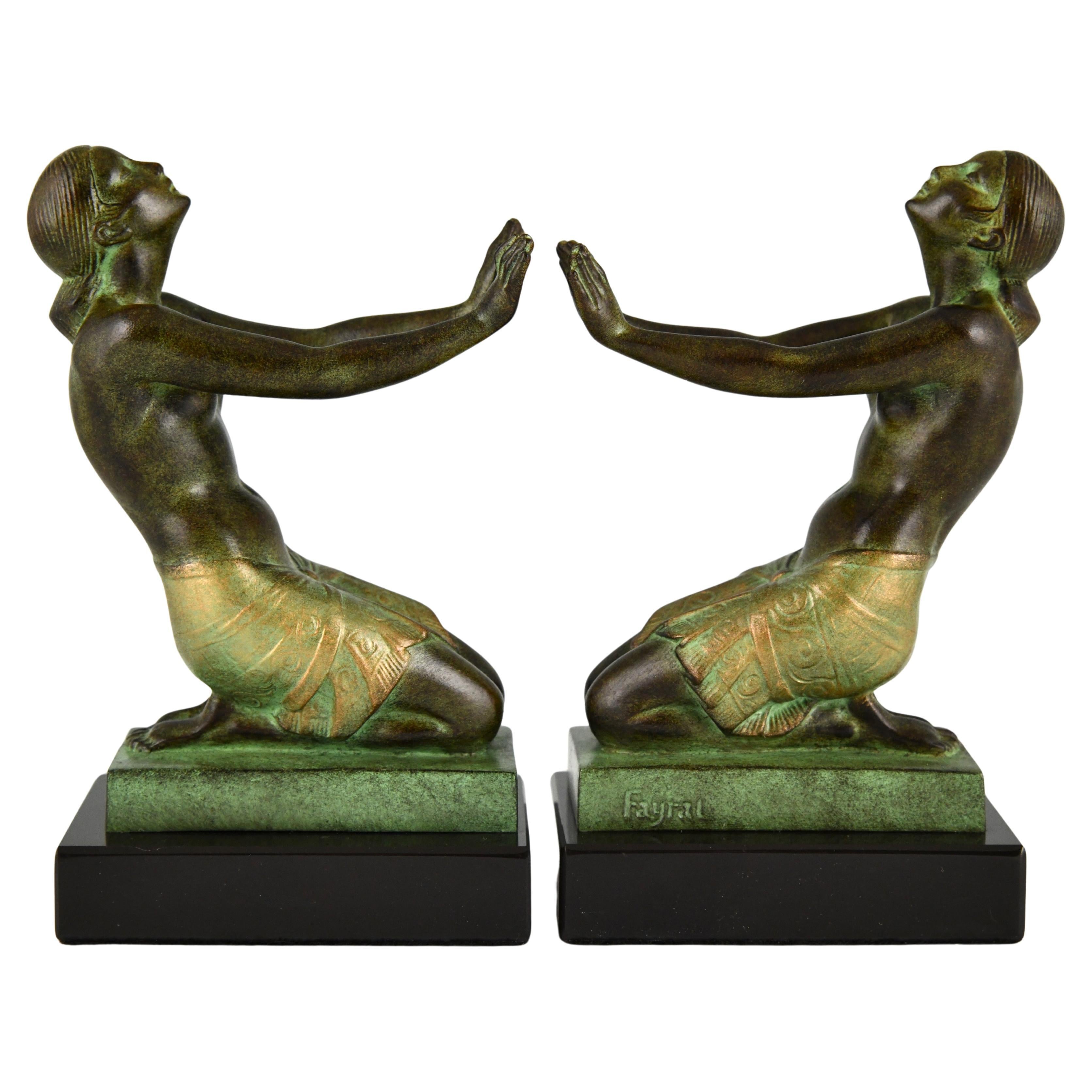 Art Deco style bookends kneeling nudes Extase Fayral & Max Le Verrier