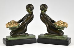 Art Deco style bookends with nudes Ceuillette signed Max Le Verrier.