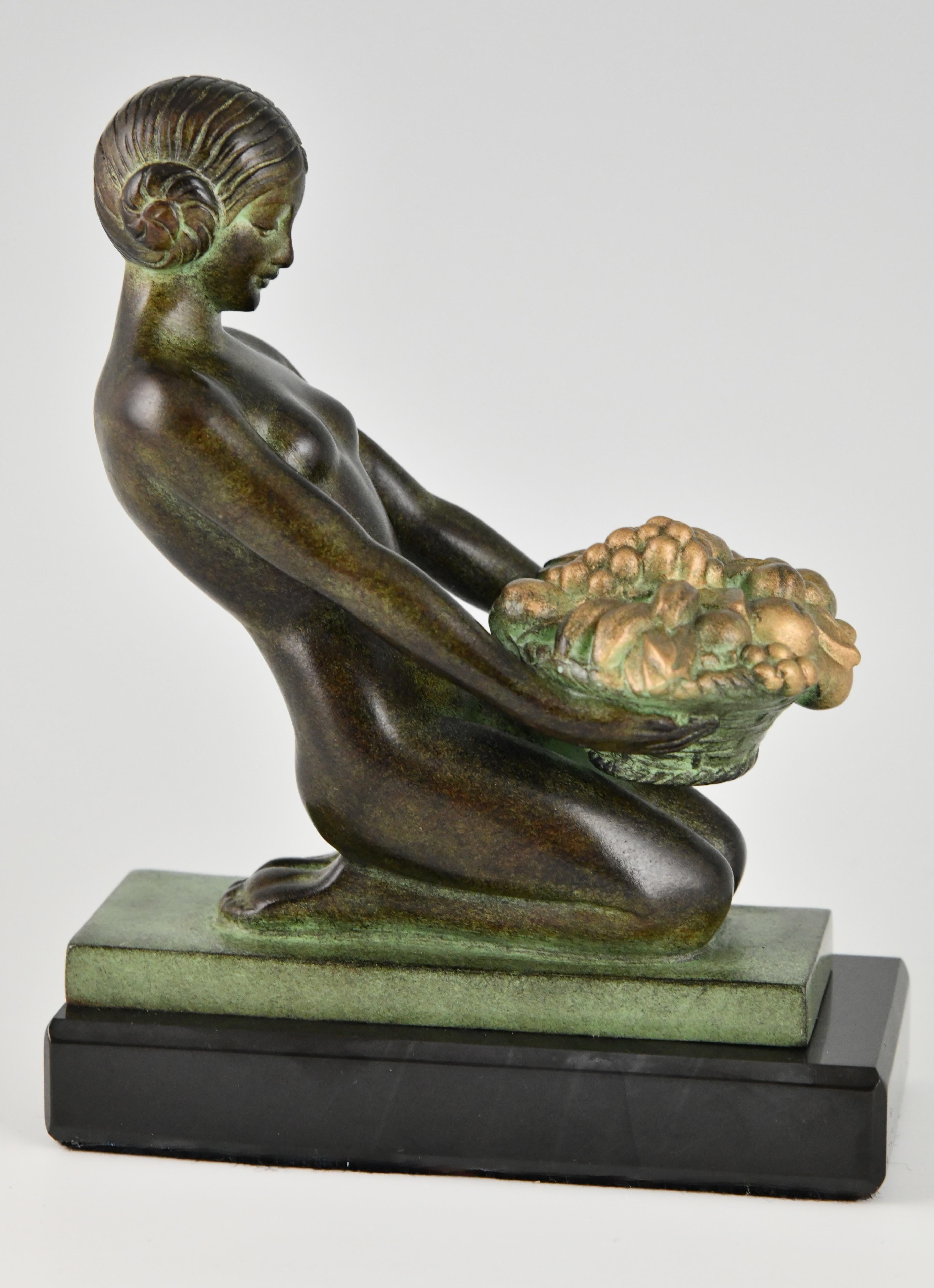 Contemporary Art Deco style bookends with nudes Ceuillette signed Max Le Verrier. For Sale