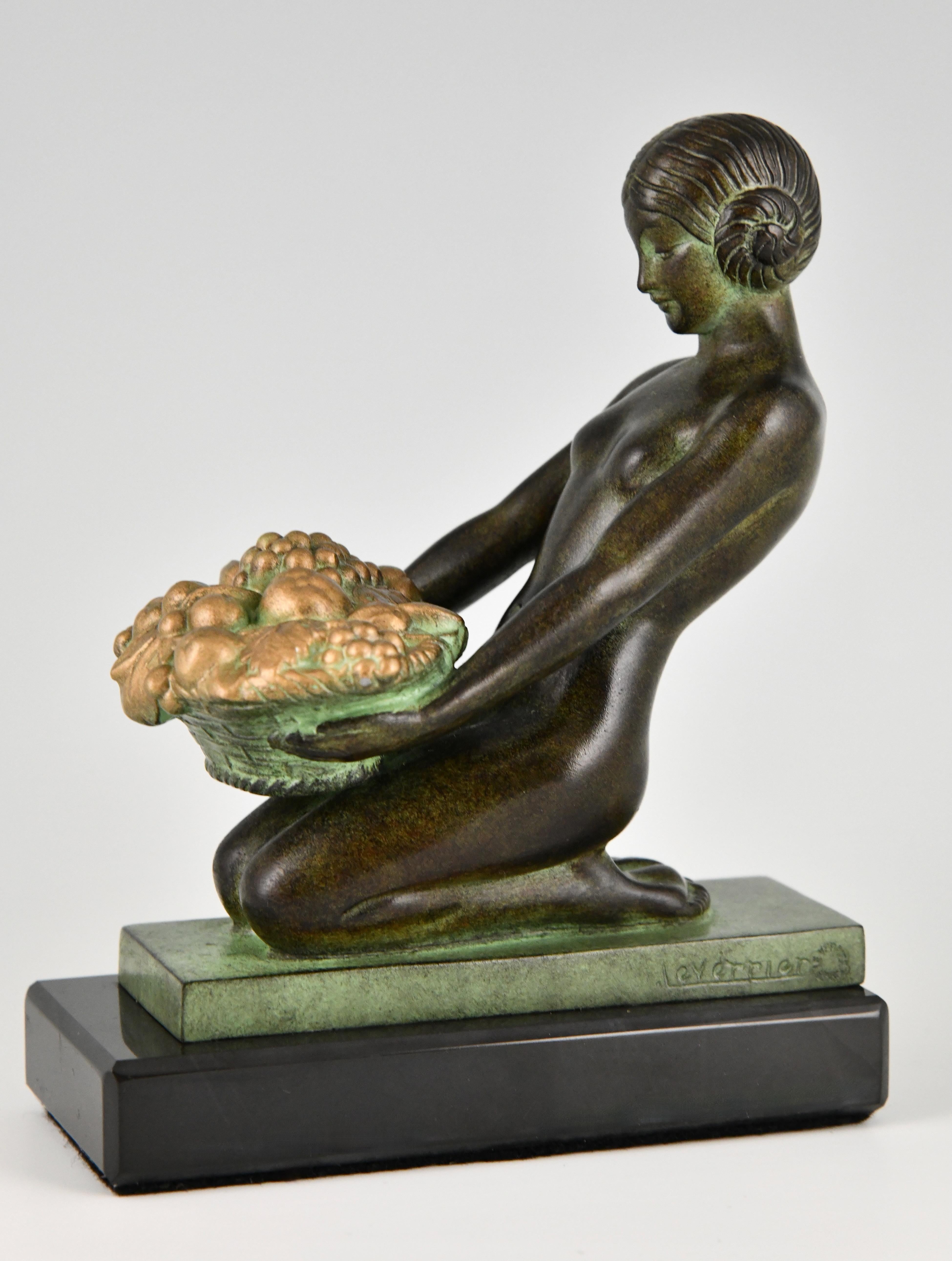 Metal Art Deco style bookends with nudes Ceuillette signed Max Le Verrier. For Sale