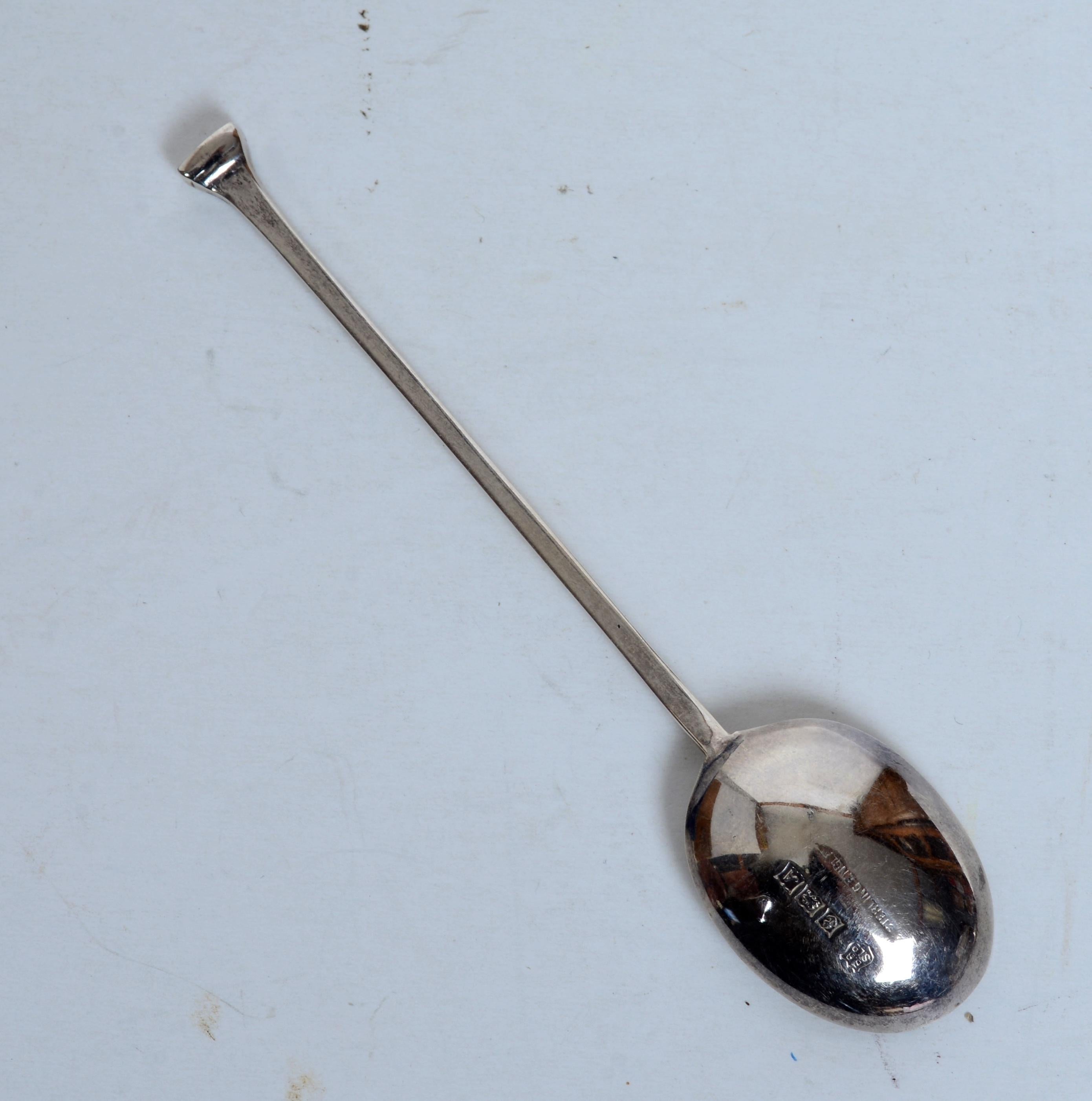 20th Century Art Deco Style Boxed Set Barker Brothers Ltd. Silver Sterling Demitasse Spoons For Sale