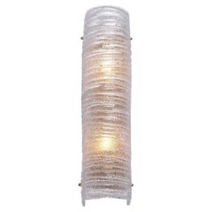 Art Deco Style Brass and Textured Glass Curved And Large Wall Light