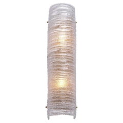 Art Deco Style Brass and Textured Glass Curved And Large Wall Light