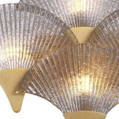 Art Deco Style Brass and Textured Glass Wall Light