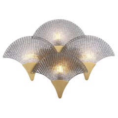 Art Deco Style Brass and Textured Glass Wall Light