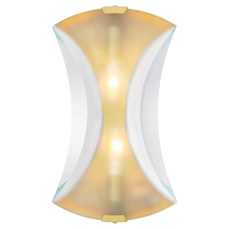 Art Deco Style Brass and Textured Glass Wall Light For Sale at 1stDibs