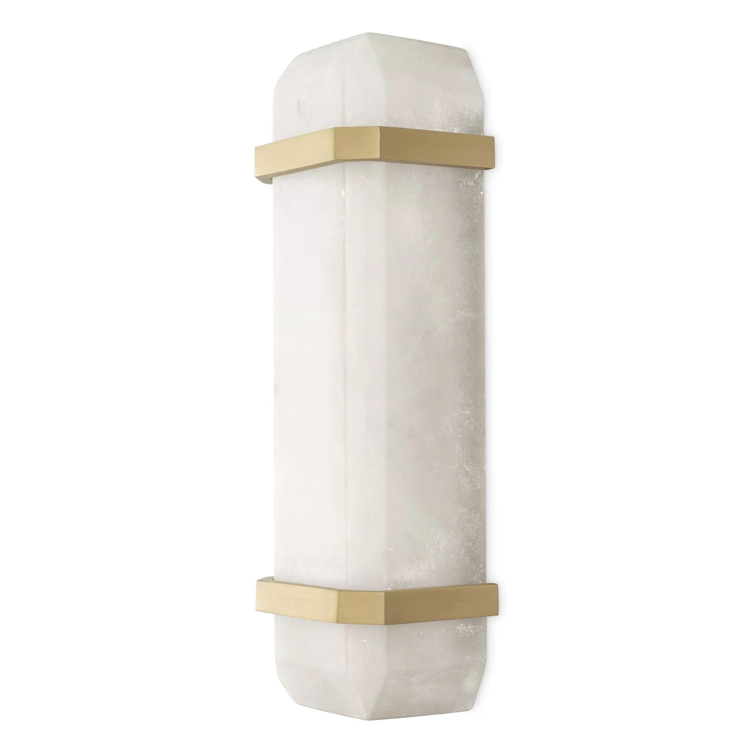 Unknown Art Deco Style Brass and White Alabaster Wall Light For Sale