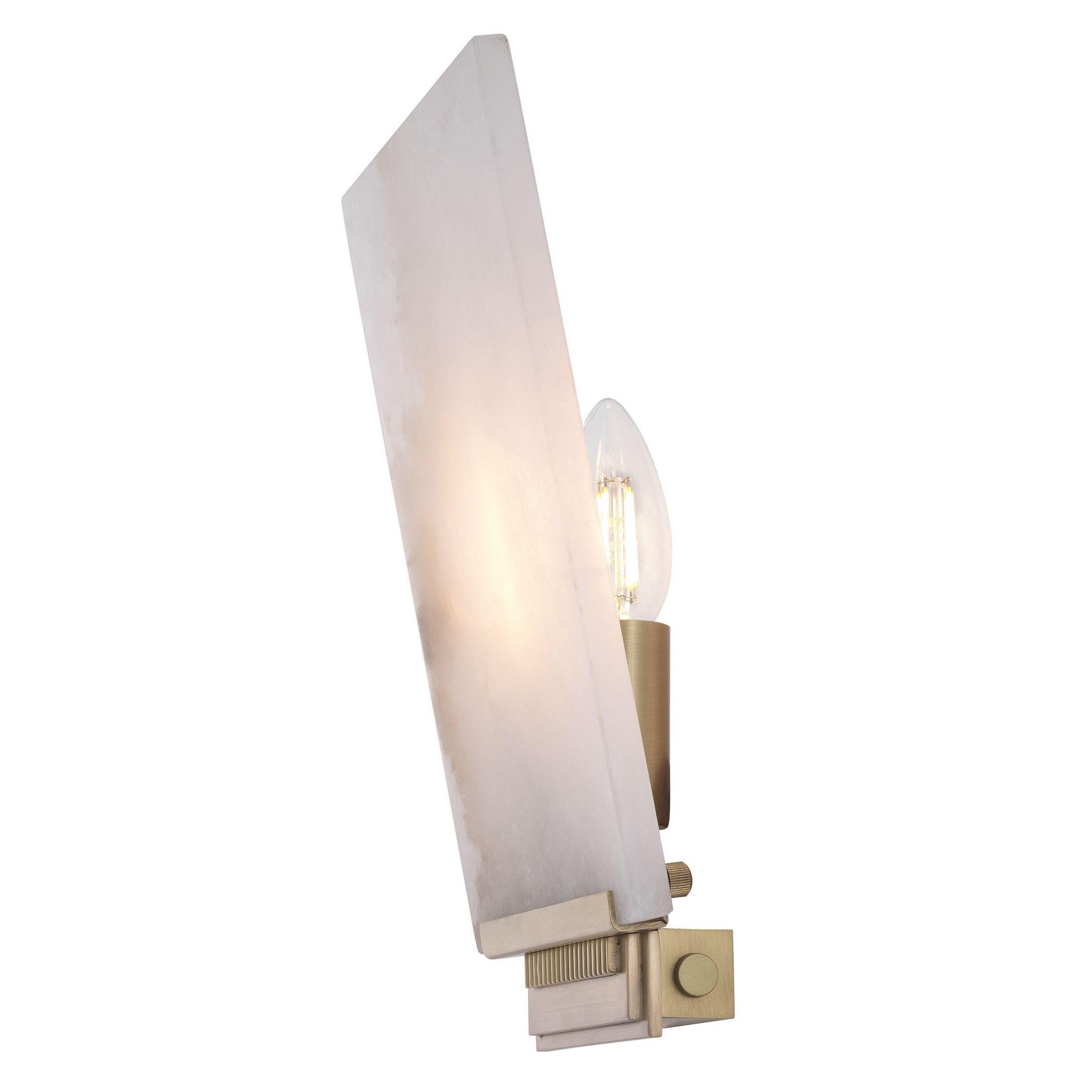 alabaster wall light brass