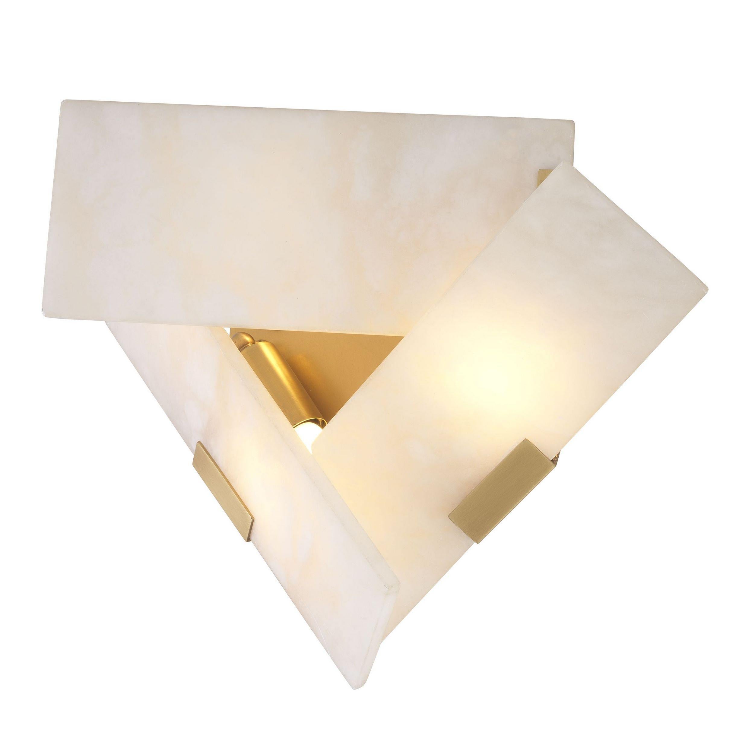 Art Deco Style Brass and White Alabaster Wall Light In New Condition In Tourcoing, FR