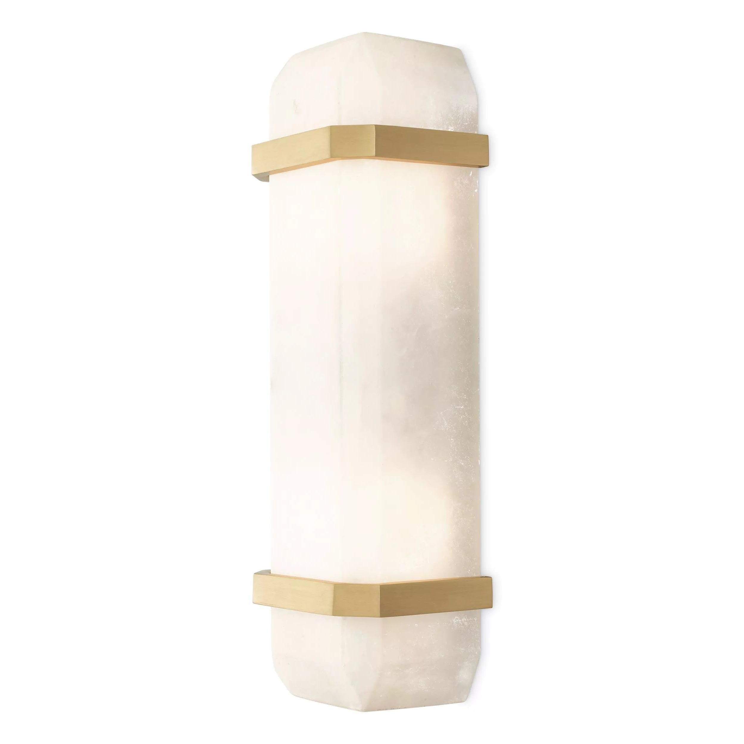 Wandleuchte aus Messing und weißem Alabaster im Art-déco-Stil im Zustand „Neu“ im Angebot in Tourcoing, FR