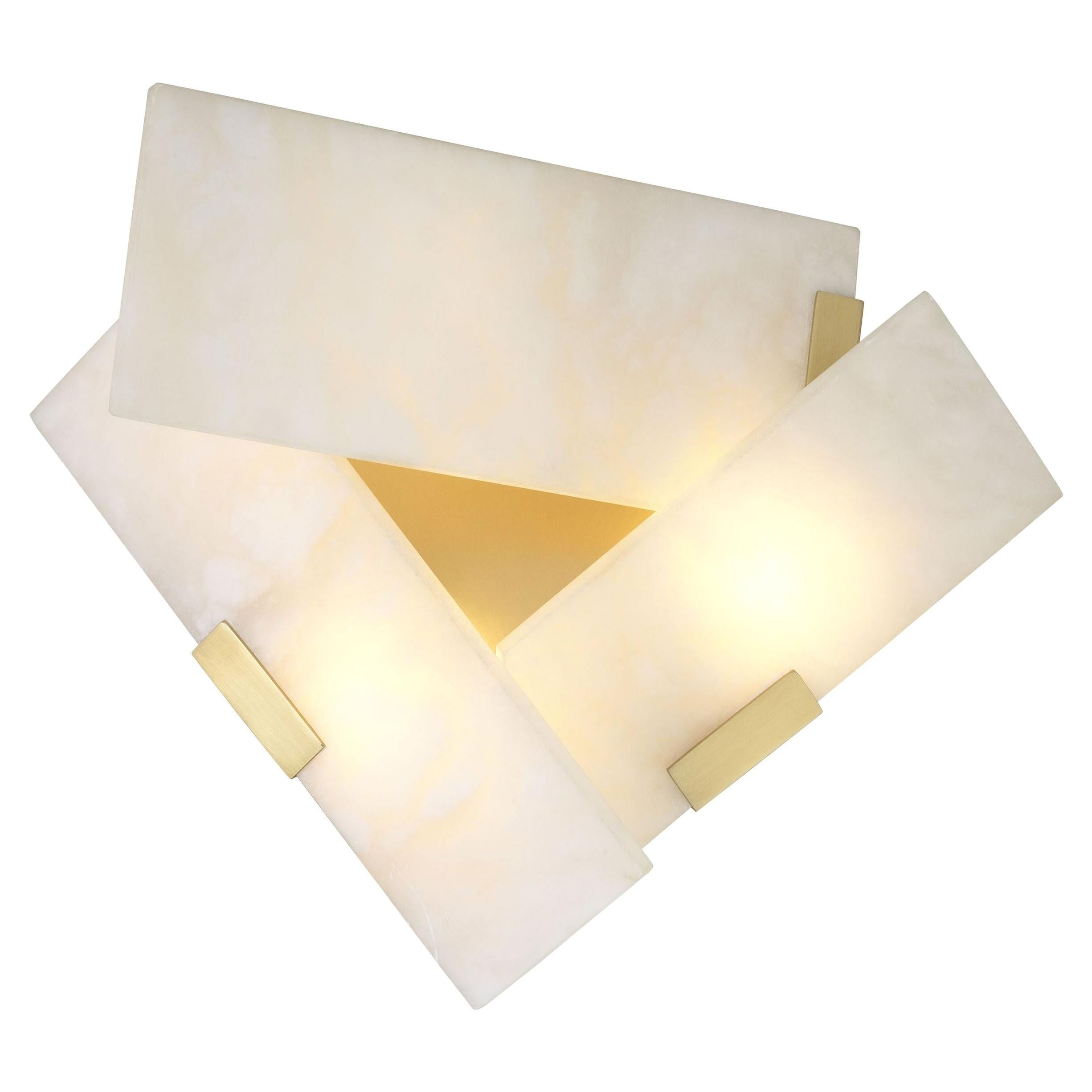 Art Deco Style Brass and White Alabaster Wall Light