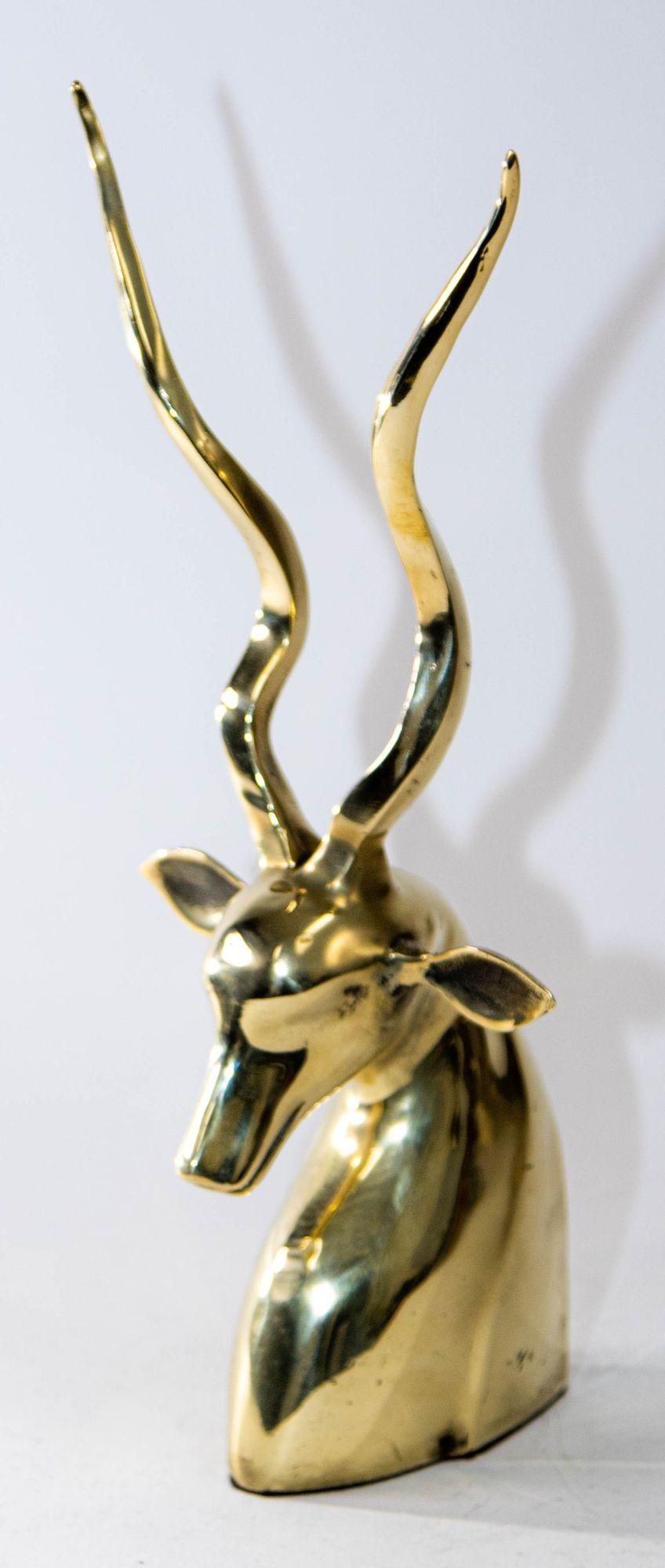 Art Deco Style Brass Antelope Gazelle Bust Sculpture For Sale 3