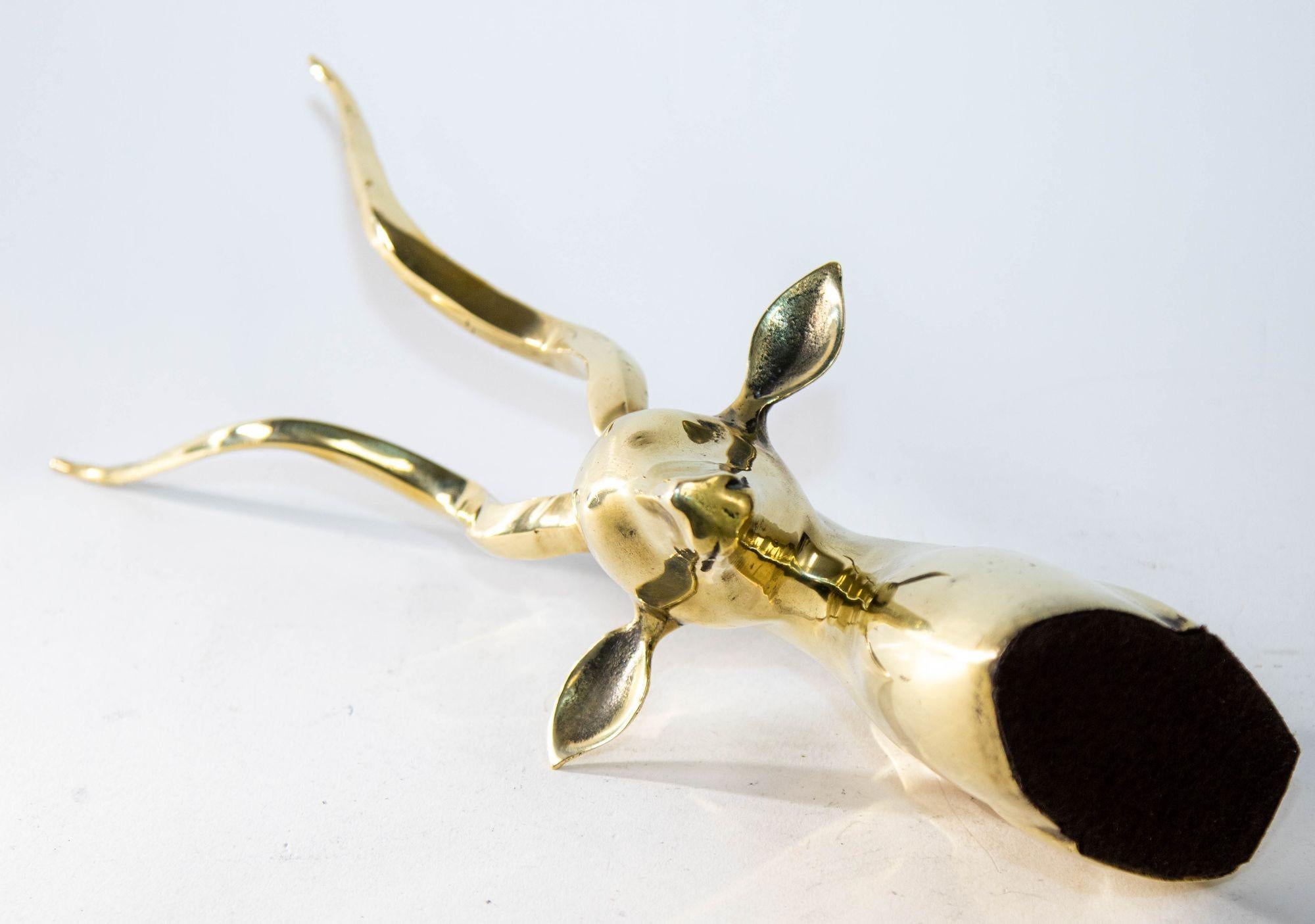 Antelope Gazelle-Büste-Skulptur aus Messing im Art déco-Stil im Angebot 6