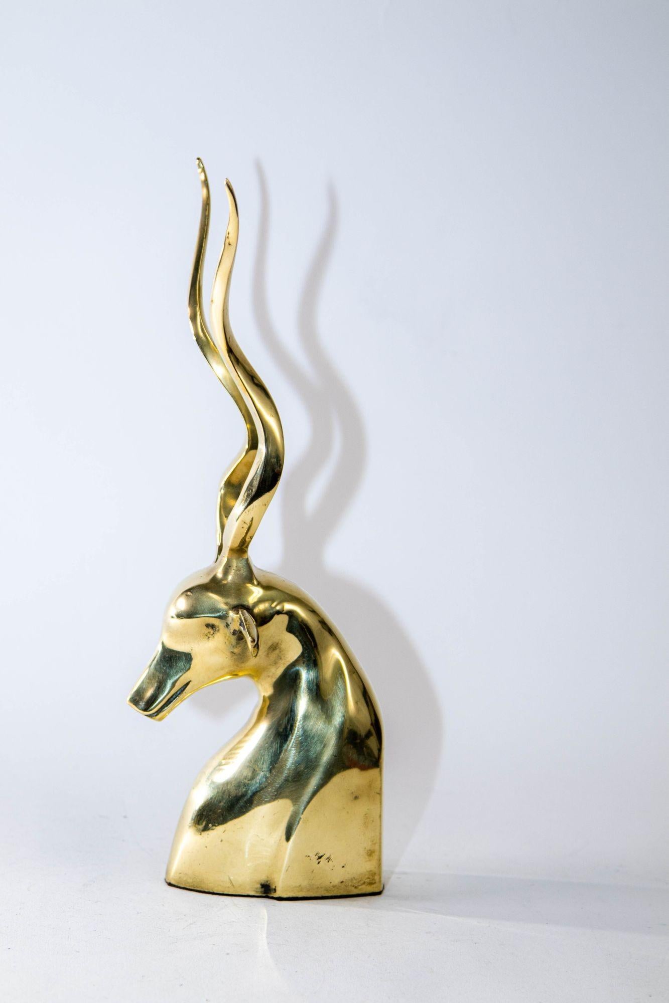 Antelope Gazelle-Büste-Skulptur aus Messing im Art déco-Stil (amerikanisch) im Angebot