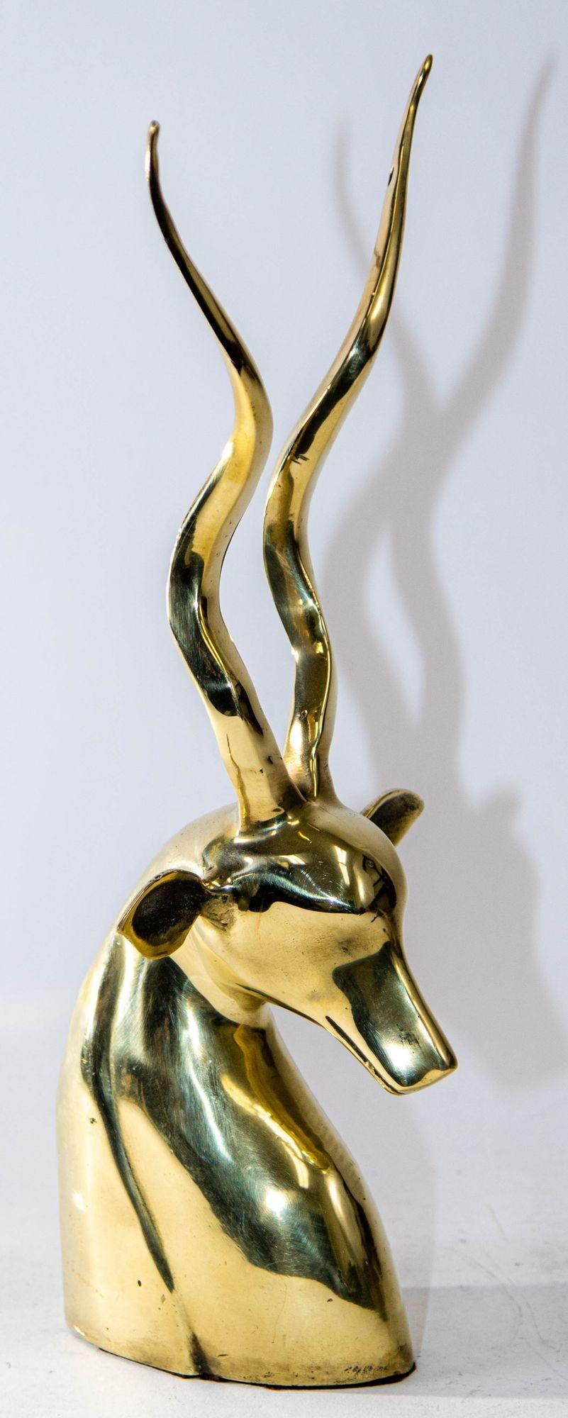 Antelope Gazelle-Büste-Skulptur aus Messing im Art déco-Stil im Angebot 2