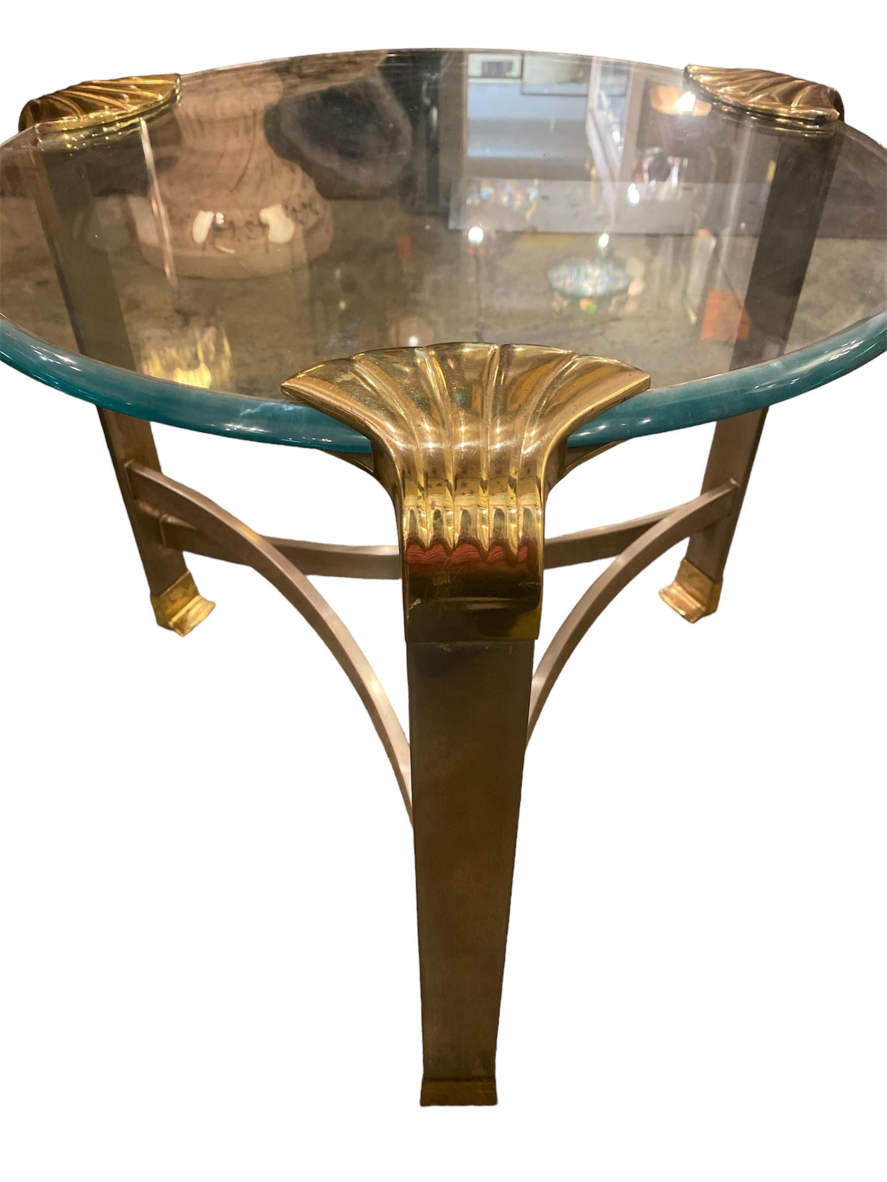French Art Deco Style Brass& Chrome Side Table