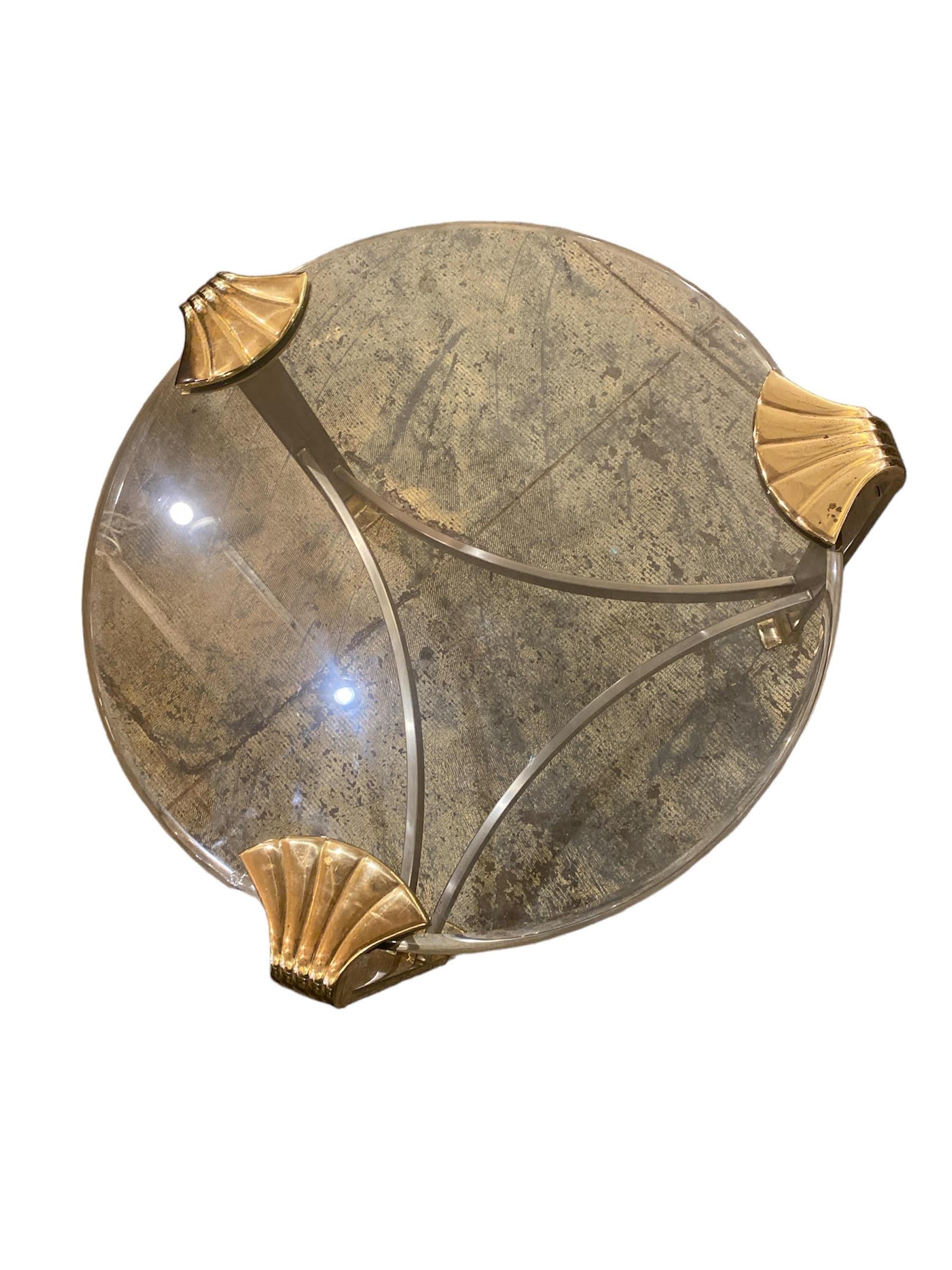Welded Art Deco Style Brass& Chrome Side Table
