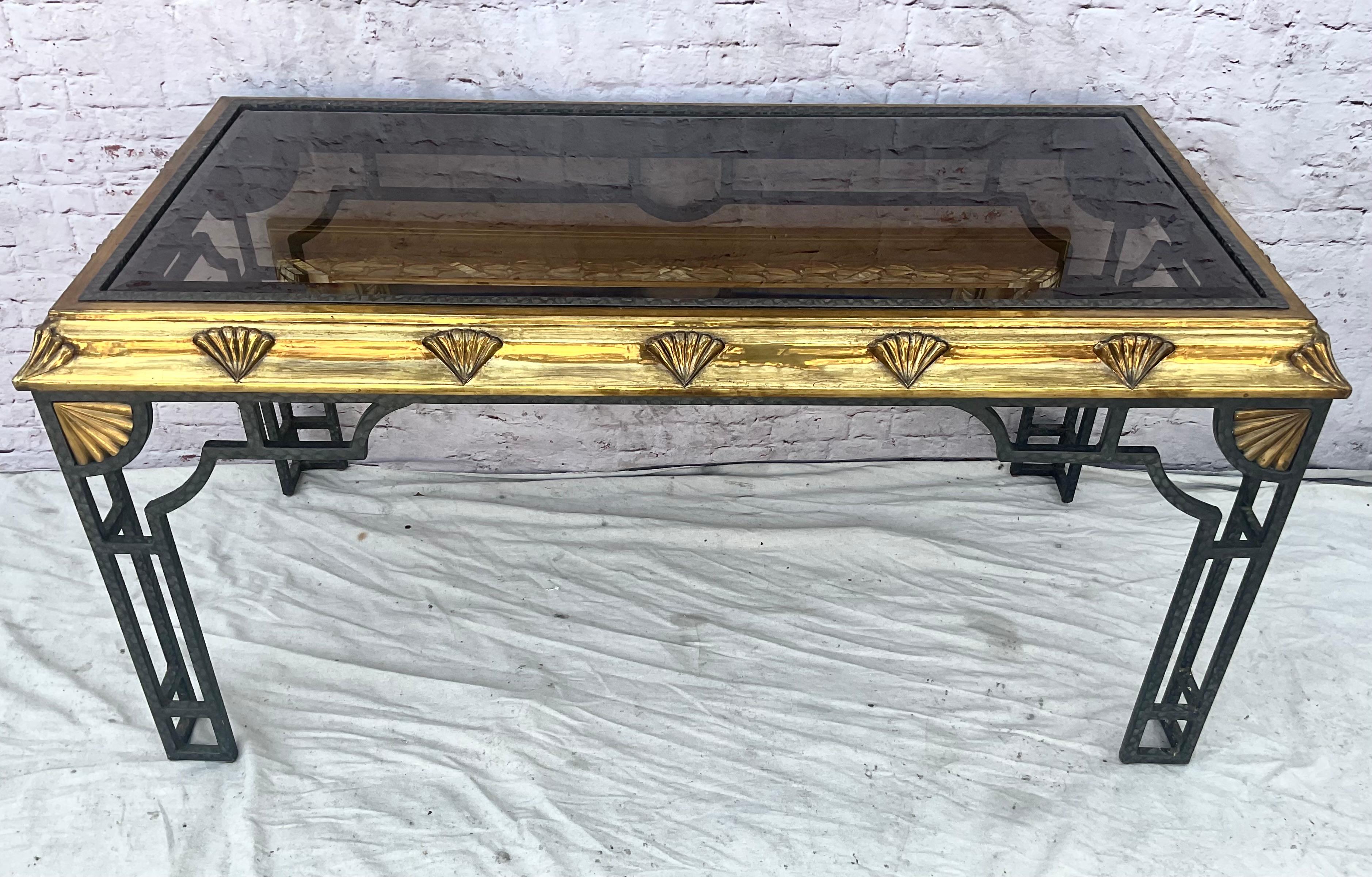 Tavolo consolle in ottone in stile Art Déco In condizioni buone in vendita a Bradenton, FL