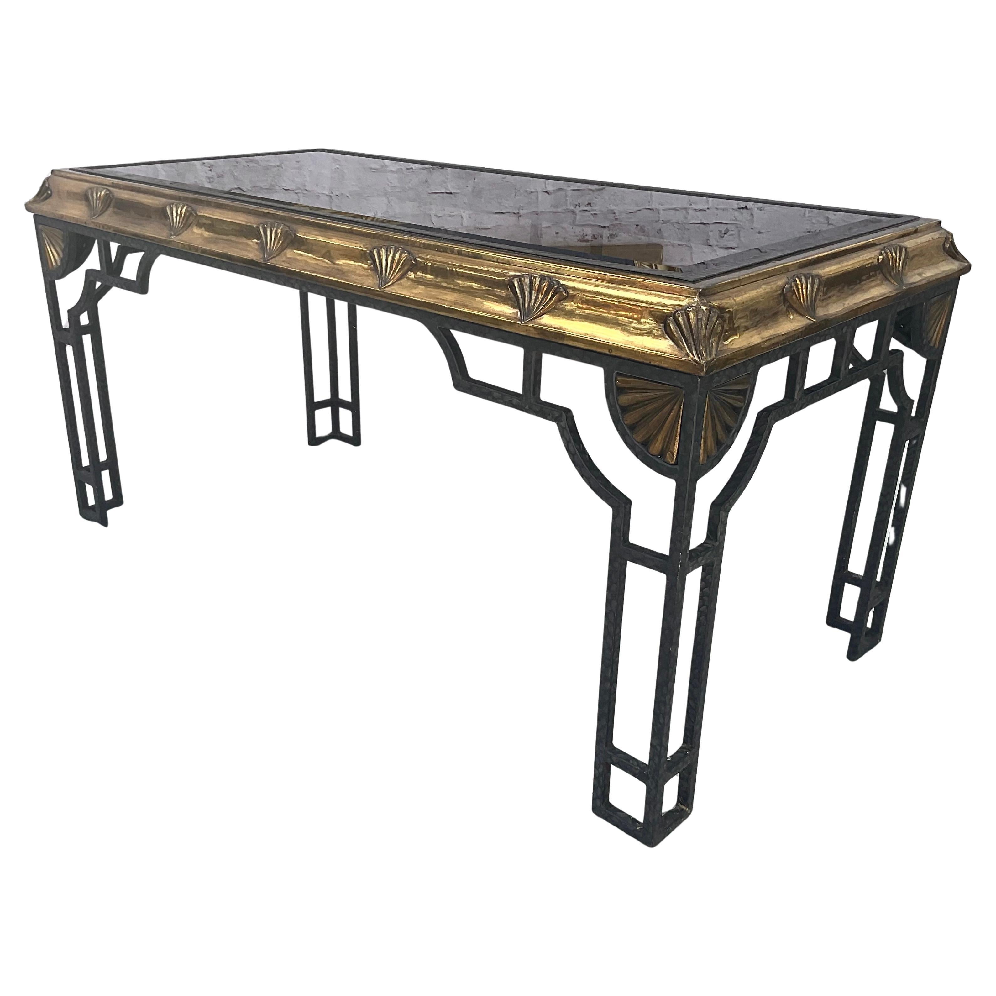 Ottone Tavolo consolle in ottone in stile Art Déco in vendita