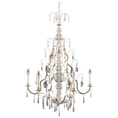 Art Deco Style Brass Crystal Glass Chandelier, Re Edition