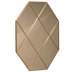 Art Deco Style Customizable Octagonal Brass Window Look Mirror 