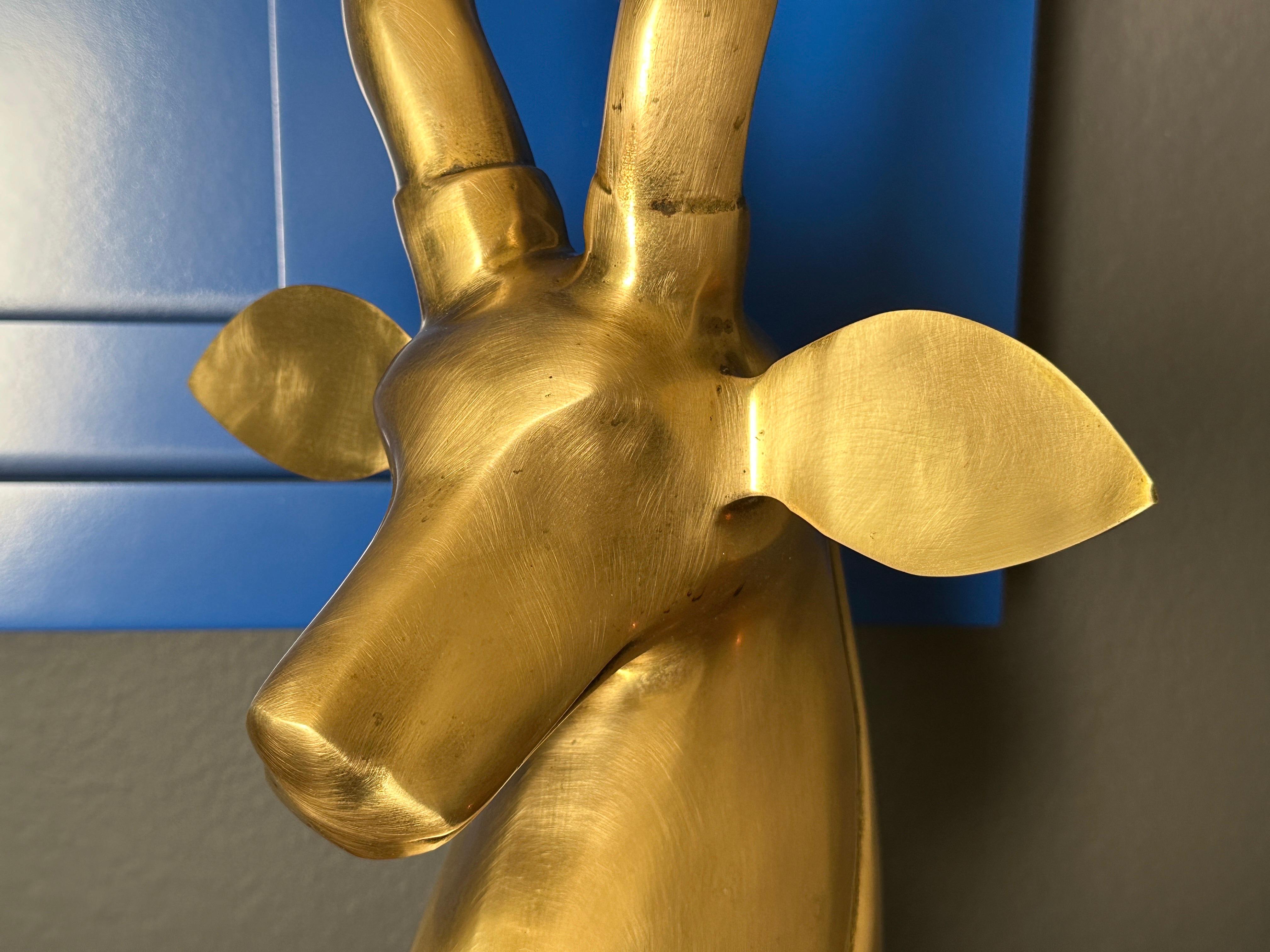 Art Deco Style Brass Kudu / Antelope Sculpture For Sale 5