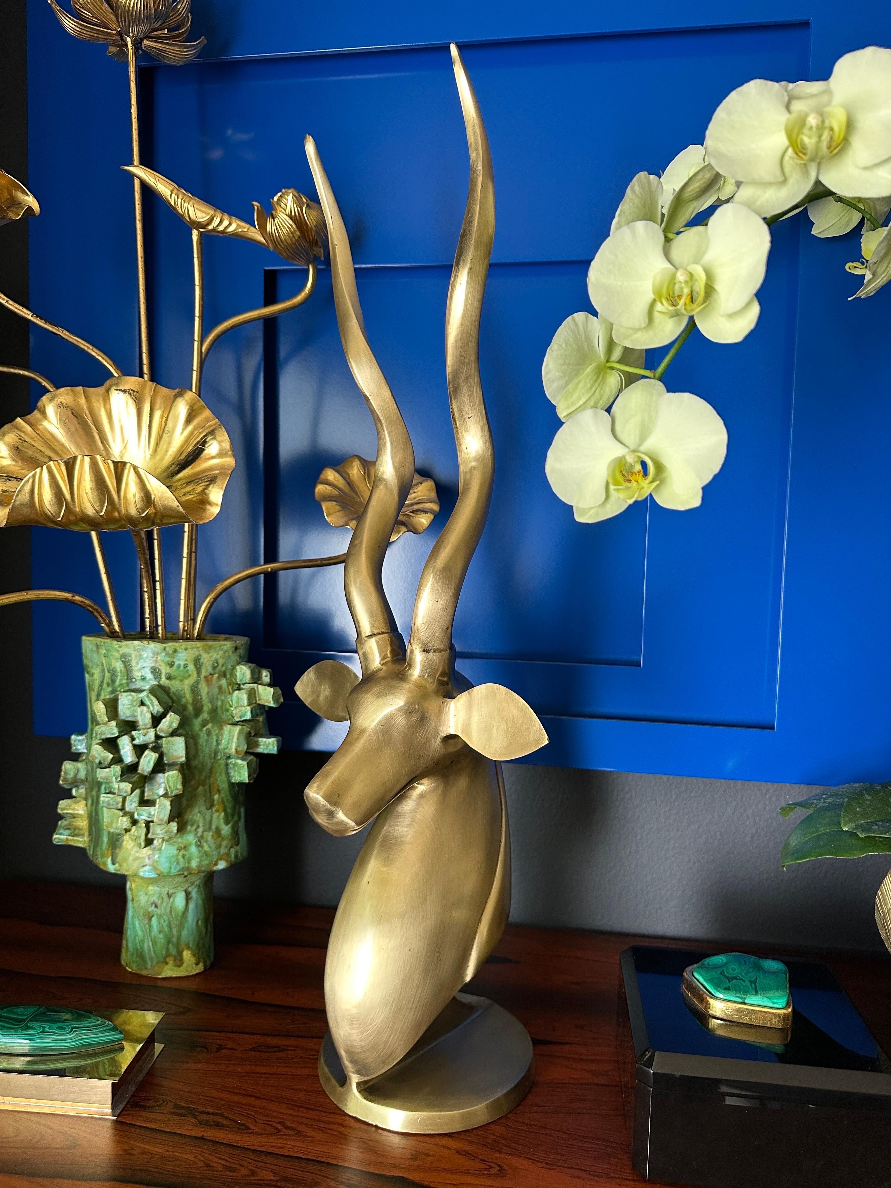 Art Deco Style Brass Kudu / Antelope Sculpture For Sale 8