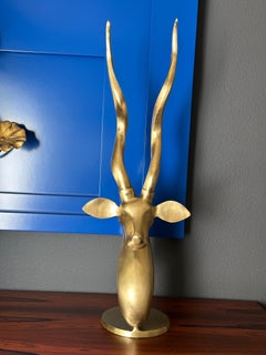 Art Deco Style Brass Kudu / Antelope Sculpture