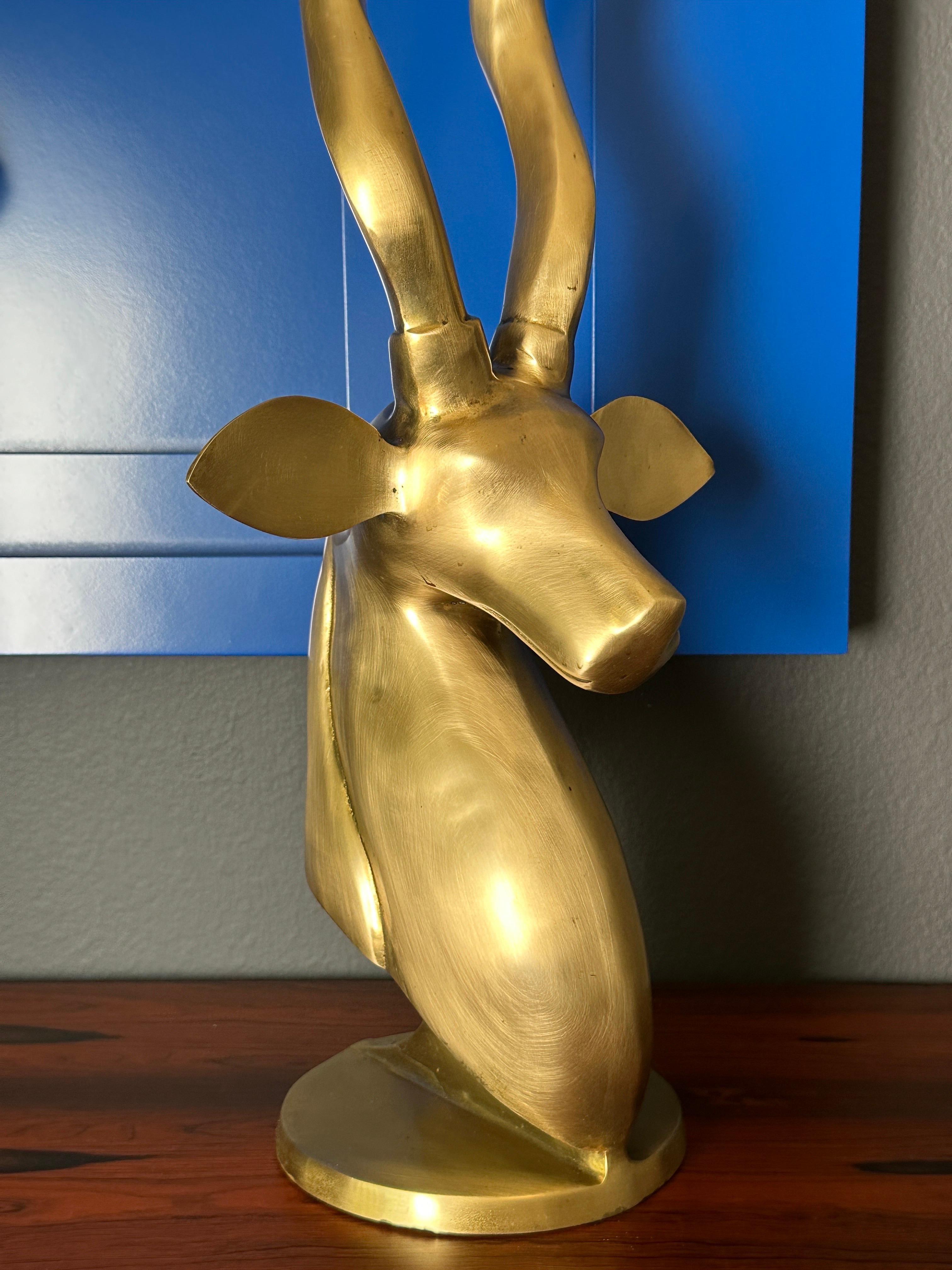 Art Deco Style Brass Kudu / Antelope Sculpture For Sale 1