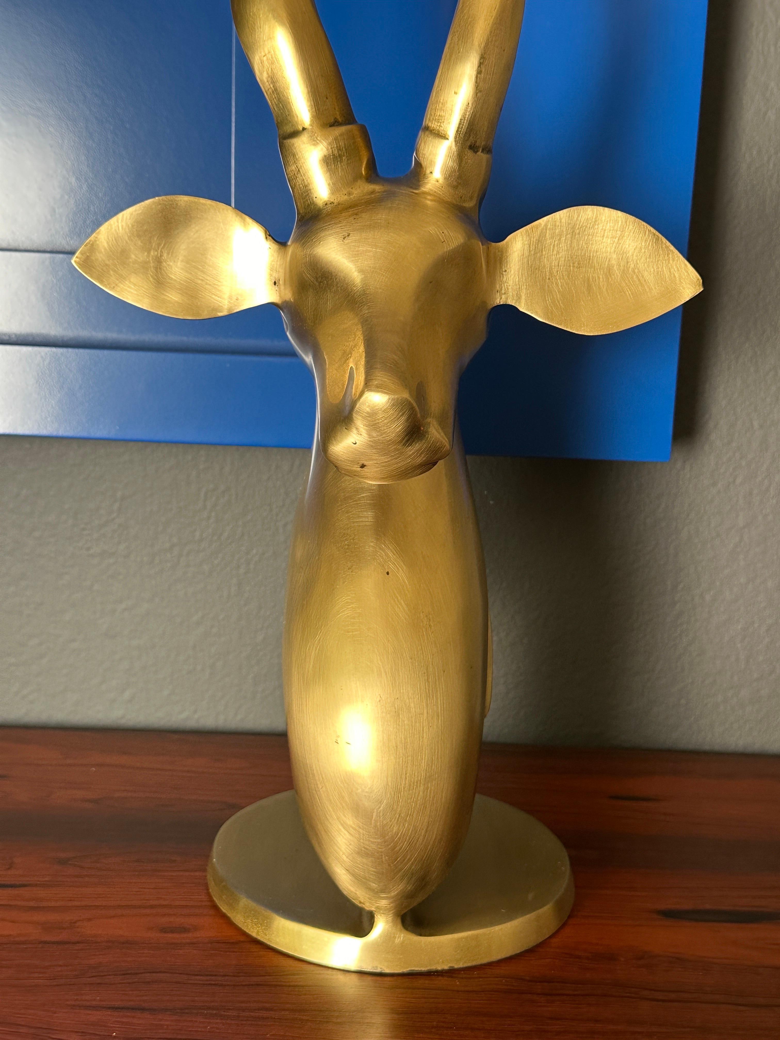 Art Deco Style Brass Kudu / Antelope Sculpture For Sale 2