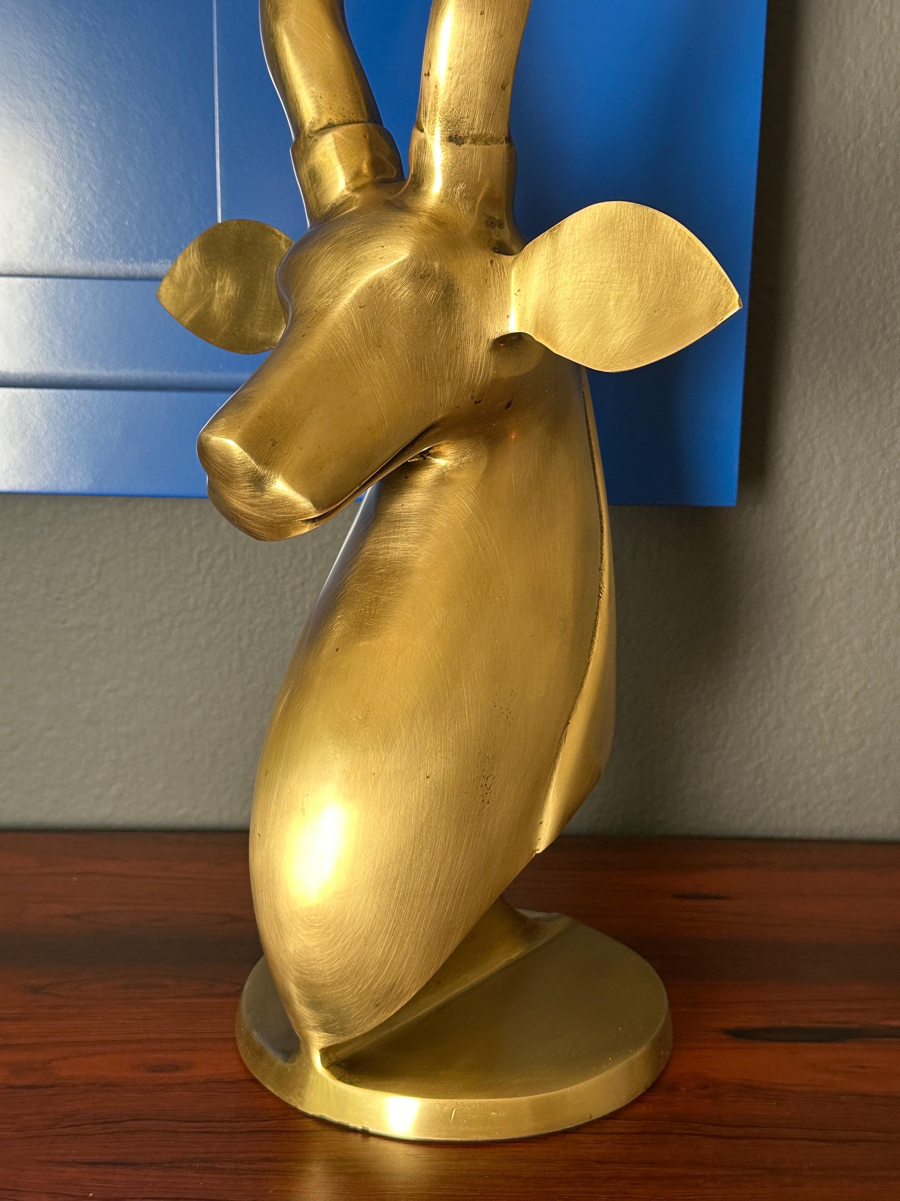 Art Deco Style Brass Kudu / Antelope Sculpture For Sale 3