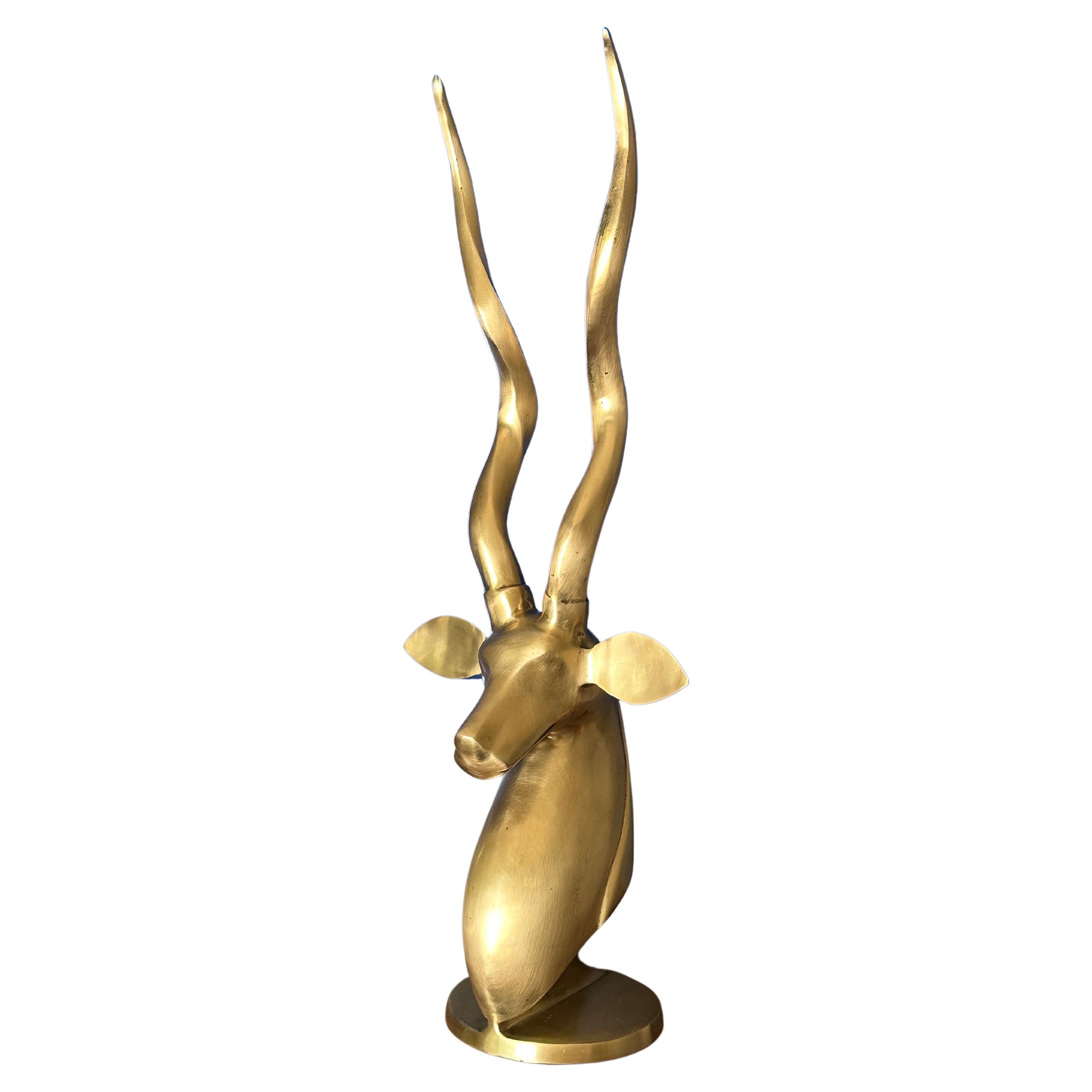 Art Deco Style Brass Kudu / Antelope Sculpture For Sale