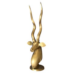 Art Deco Style Brass Kudu / Antelope Sculpture