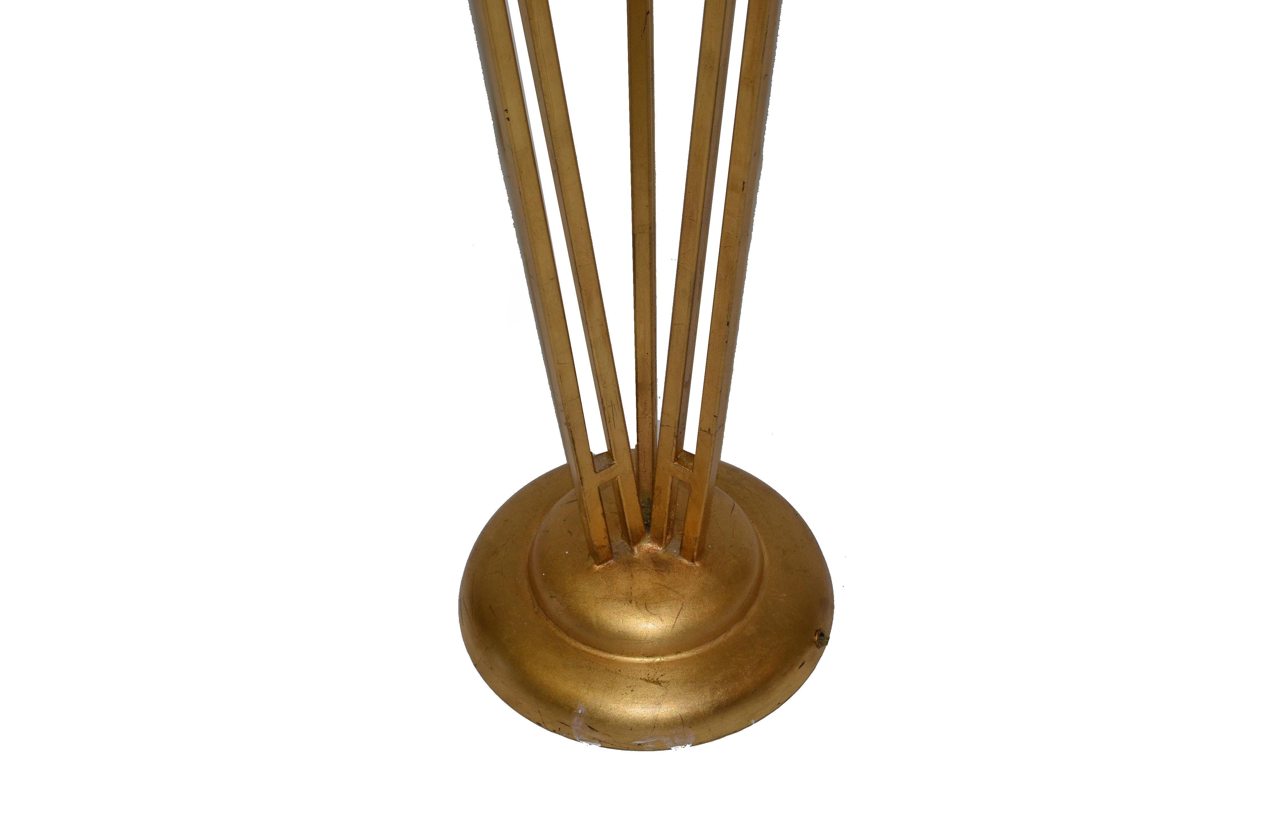 Art Deco Style Brass Metal and Stacked Lucite Module Floor Lamp Golden Shade For Sale 3